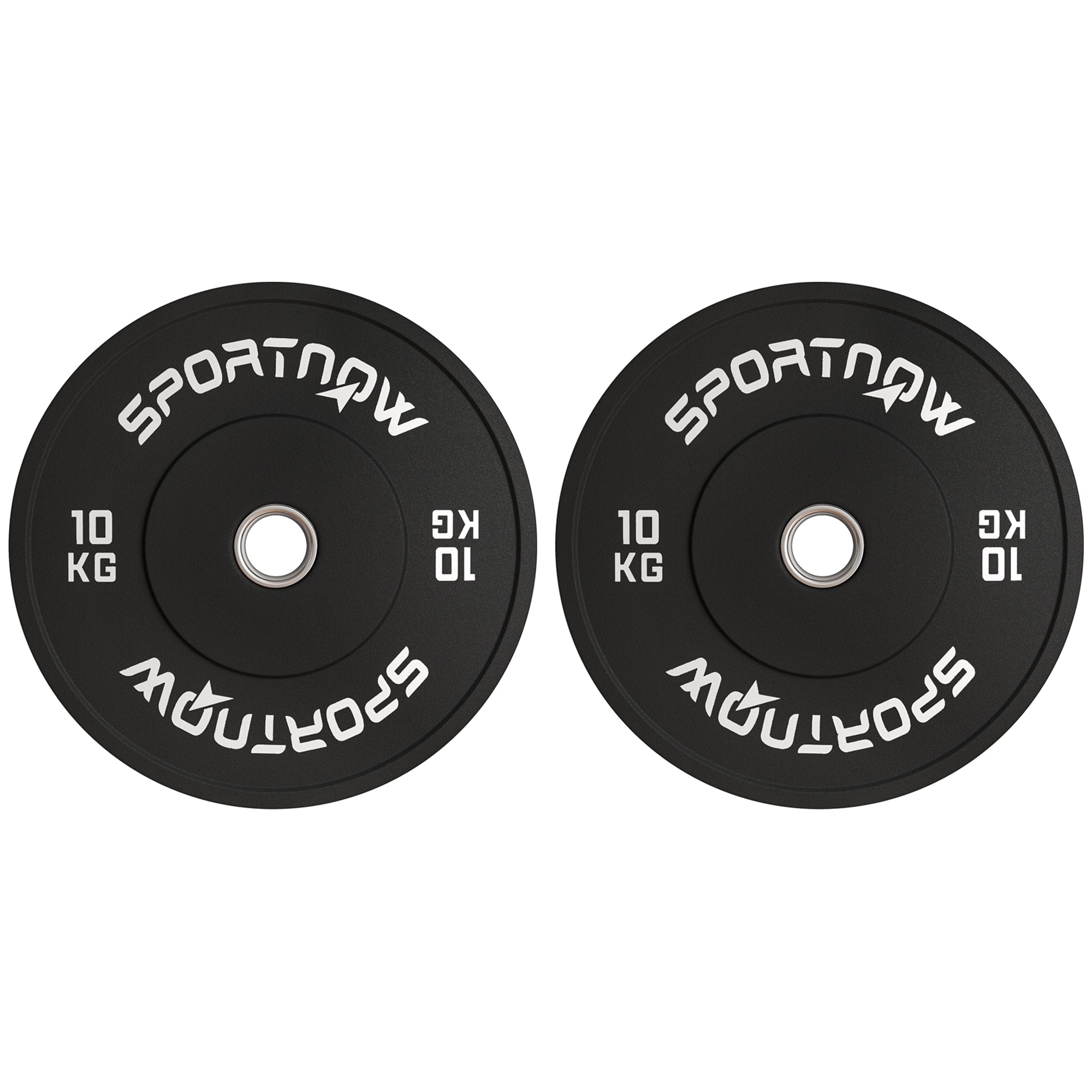SPORTNOW 2-Pack Barbell Weights, 2 x 10kg Weights, Weight Plate Set, Weight Plates for 5 cm Barbell, ? 50 mm Bore, Black