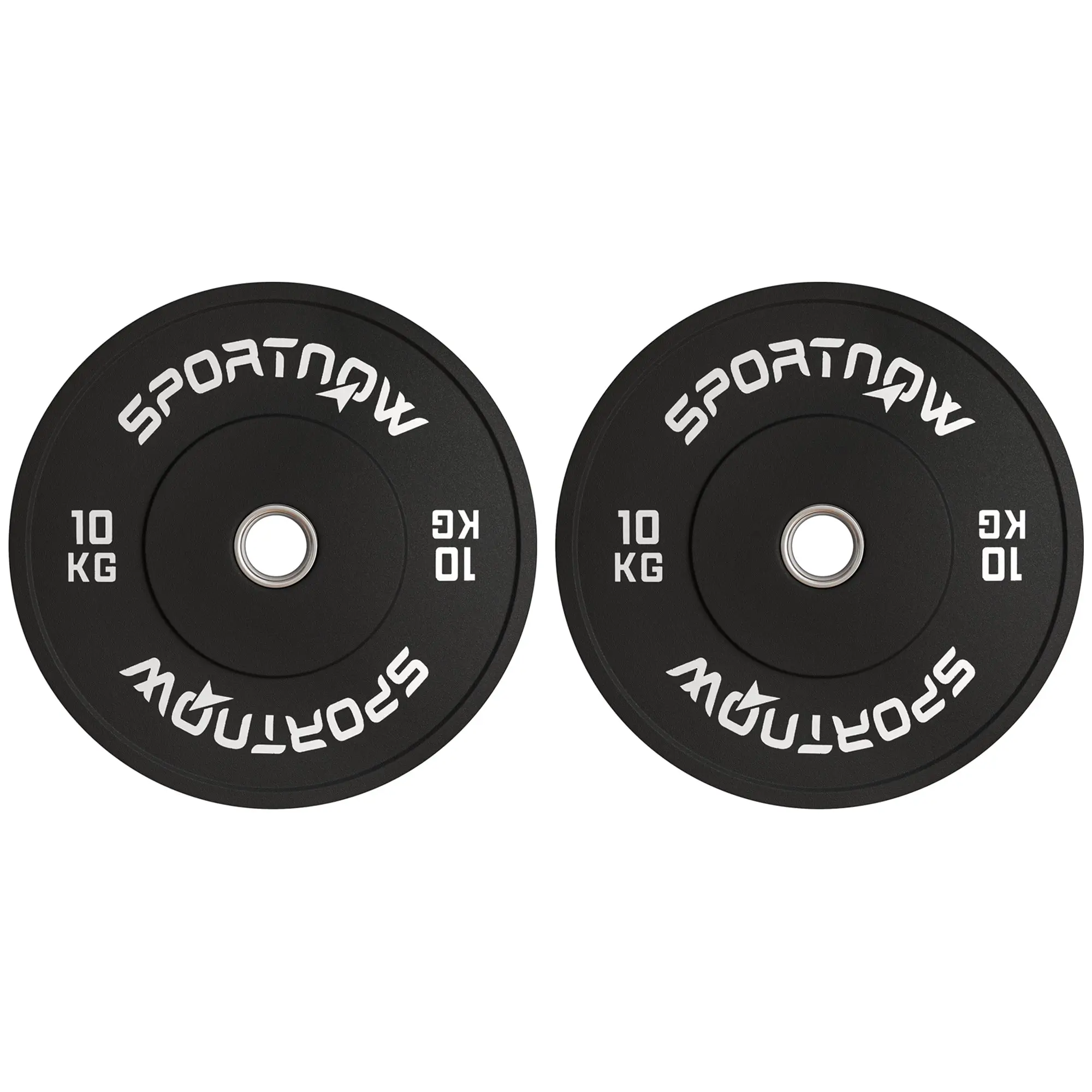 SPORTNOW 2-Pack Barbell Weights, 2 x 10kg Weights, Weight Plate Set, Weight Plates for 5 cm Barbell, ? 50 mm Bore, Black