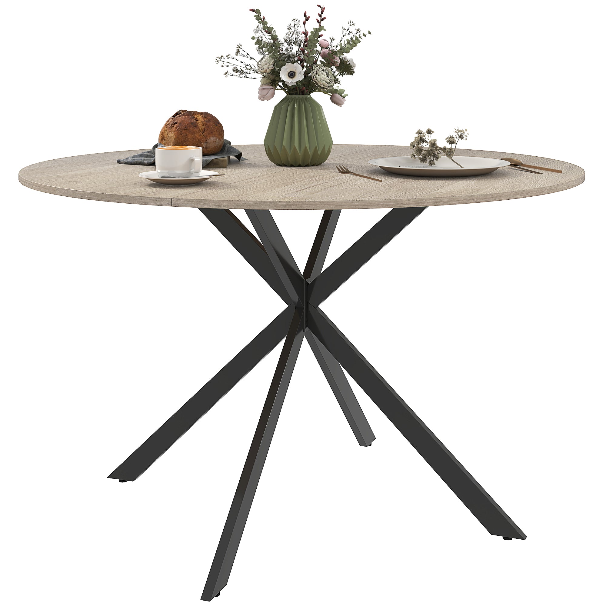 HOMCOM Ronde Eettafel voor 4 Personen Industriële Keukentafel met Stalen Frame Ø120x75 cm Donkerbruin