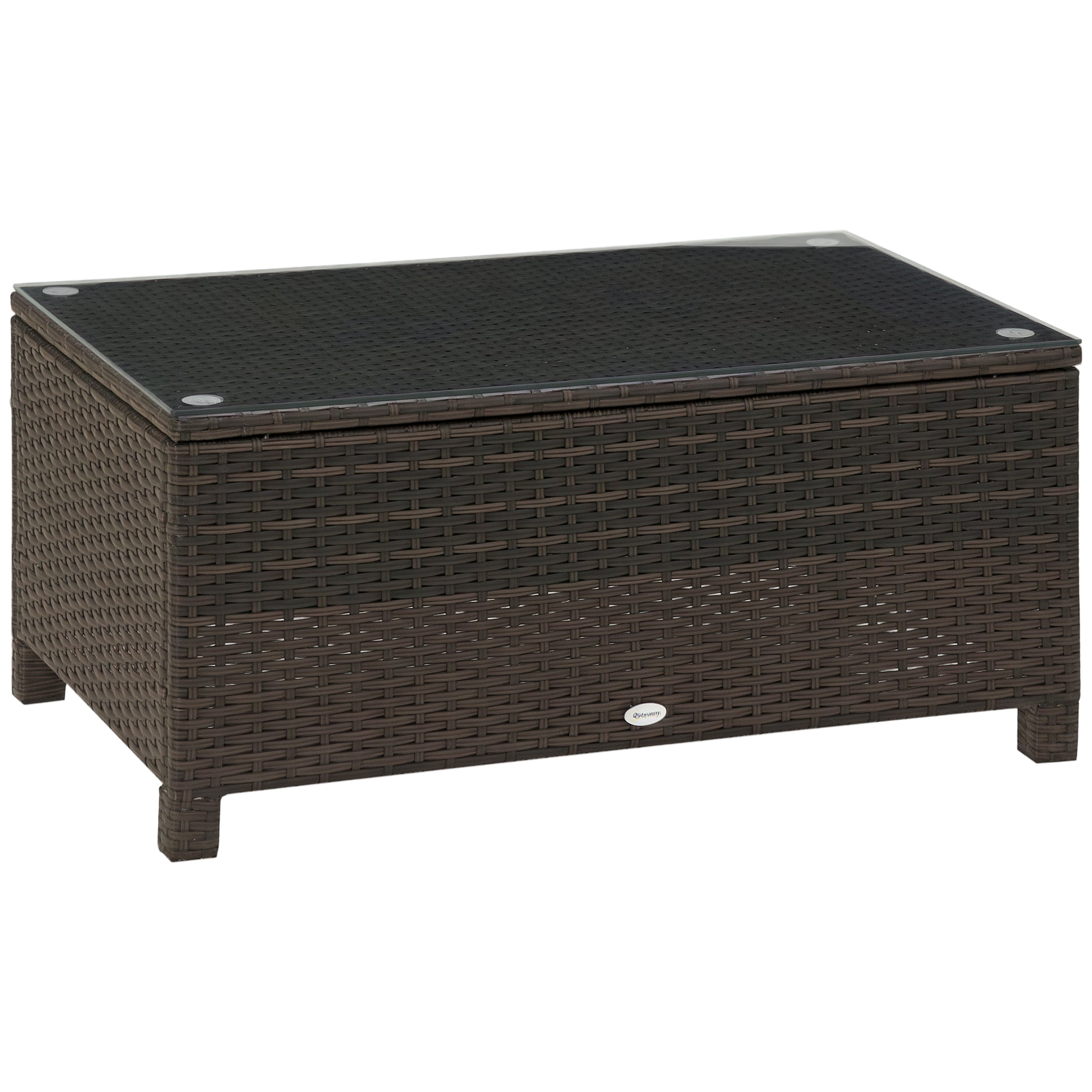 Outsunny Gartentisch Kaffistëffchen Patio-Tablé Poly Rattan Brun 85 x 50 x 39 cm