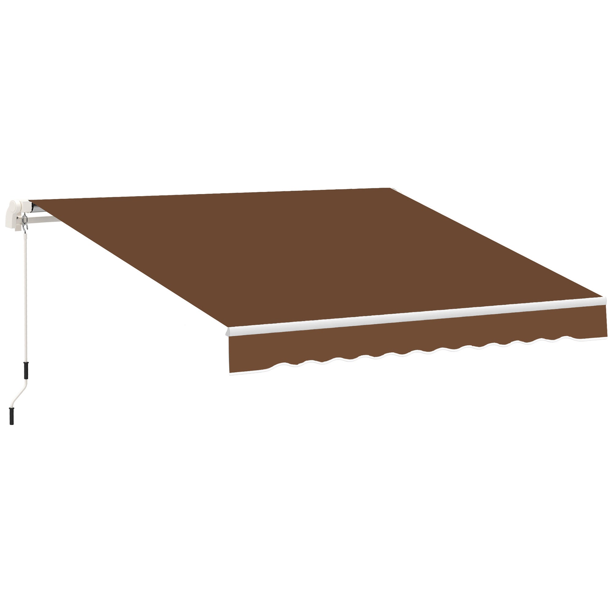Outsunny Ausziehbare Handmarkise 3x2,5 m Balkonmarkise mit wasserfestem und UV-beständigem Metallkurbel Rollmarkise für Garten Terrassenfenster Braun
