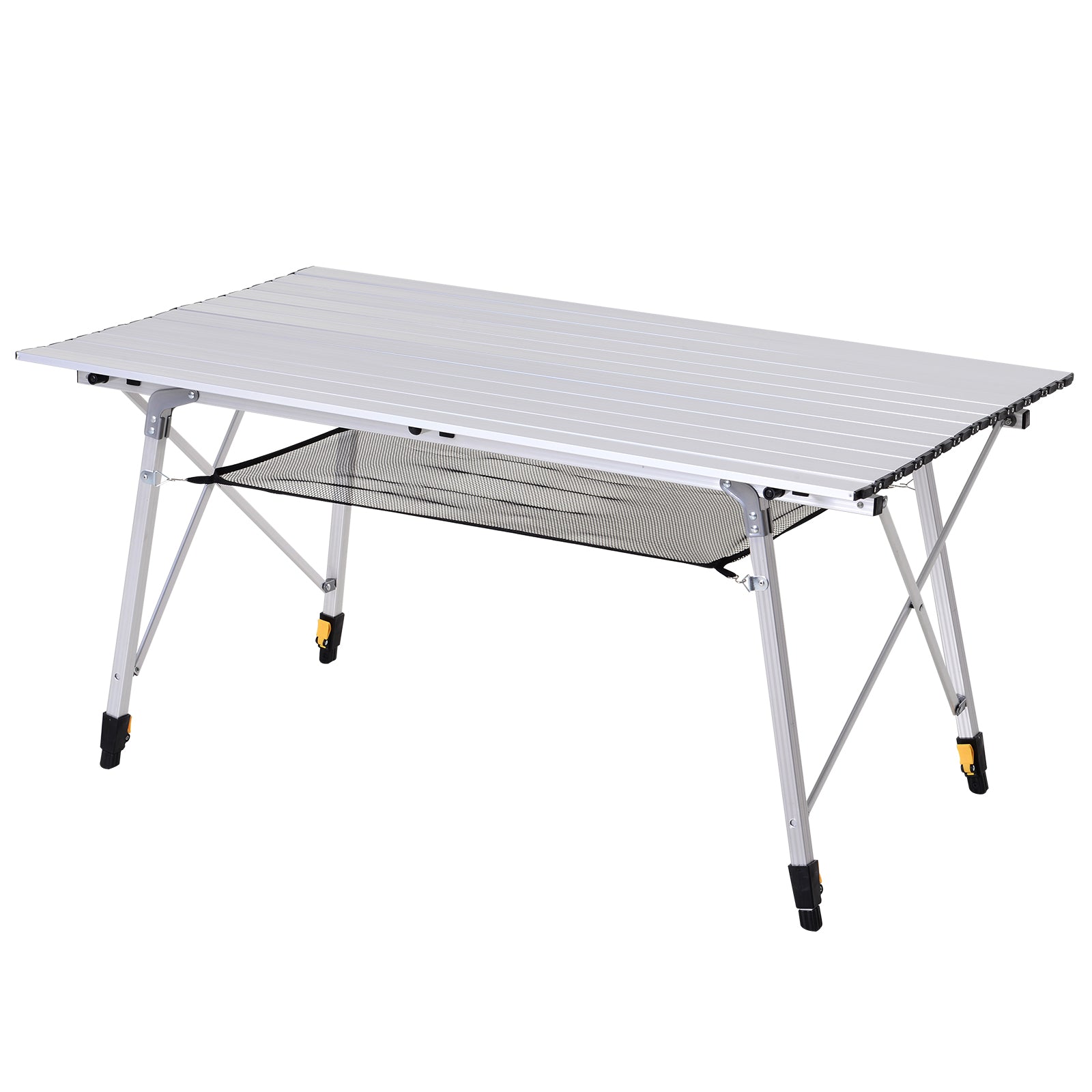 Outsunny Picknick Klapptisch, tragbarer Campingtisch mit verstellbarer Höhe, inklusive Tragetasche, Aluminium, Silber, 120 x 69 x 59-78 cm