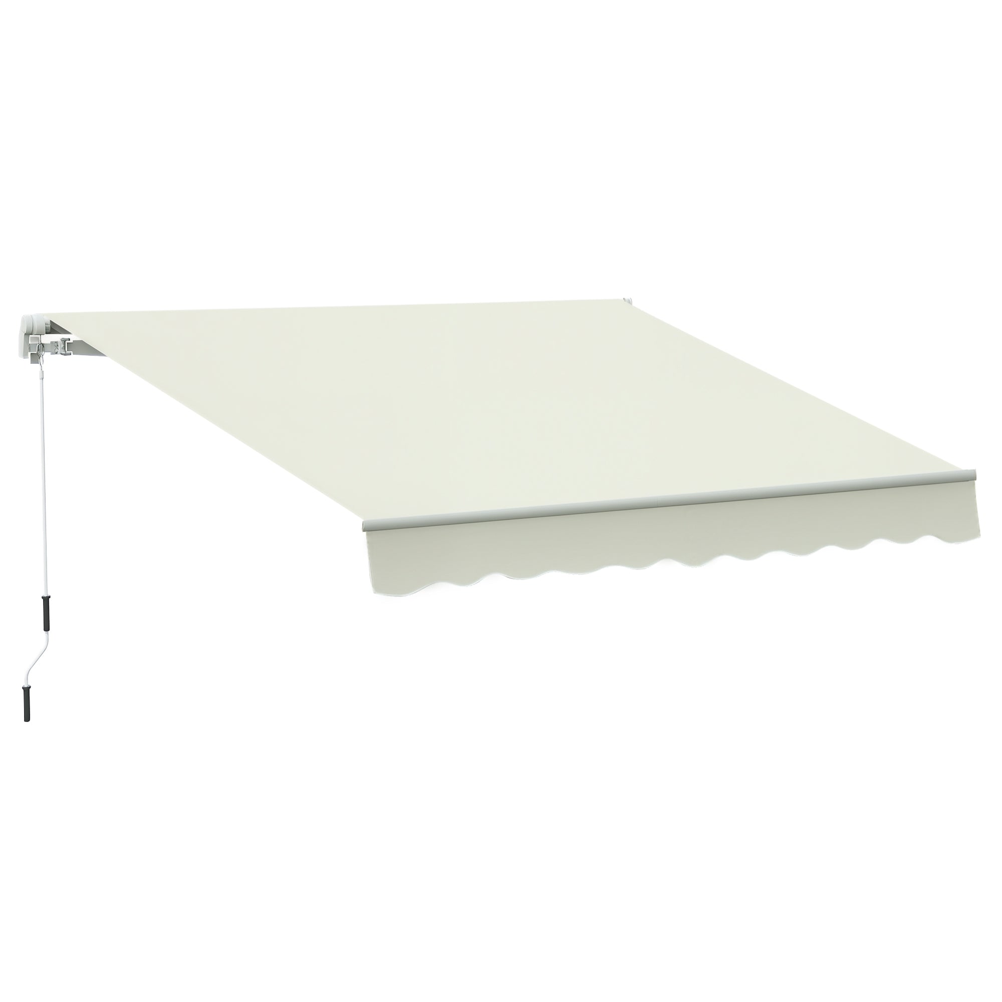 Outsunny Handmatige Uittrekbare Zonwering 295 x 245 cm Buiten Terraszonwering met Crank, Verstelbare Hoek 45°-85°, Aluminium en Polyester 280 g/m², Patiozonwering Crème
