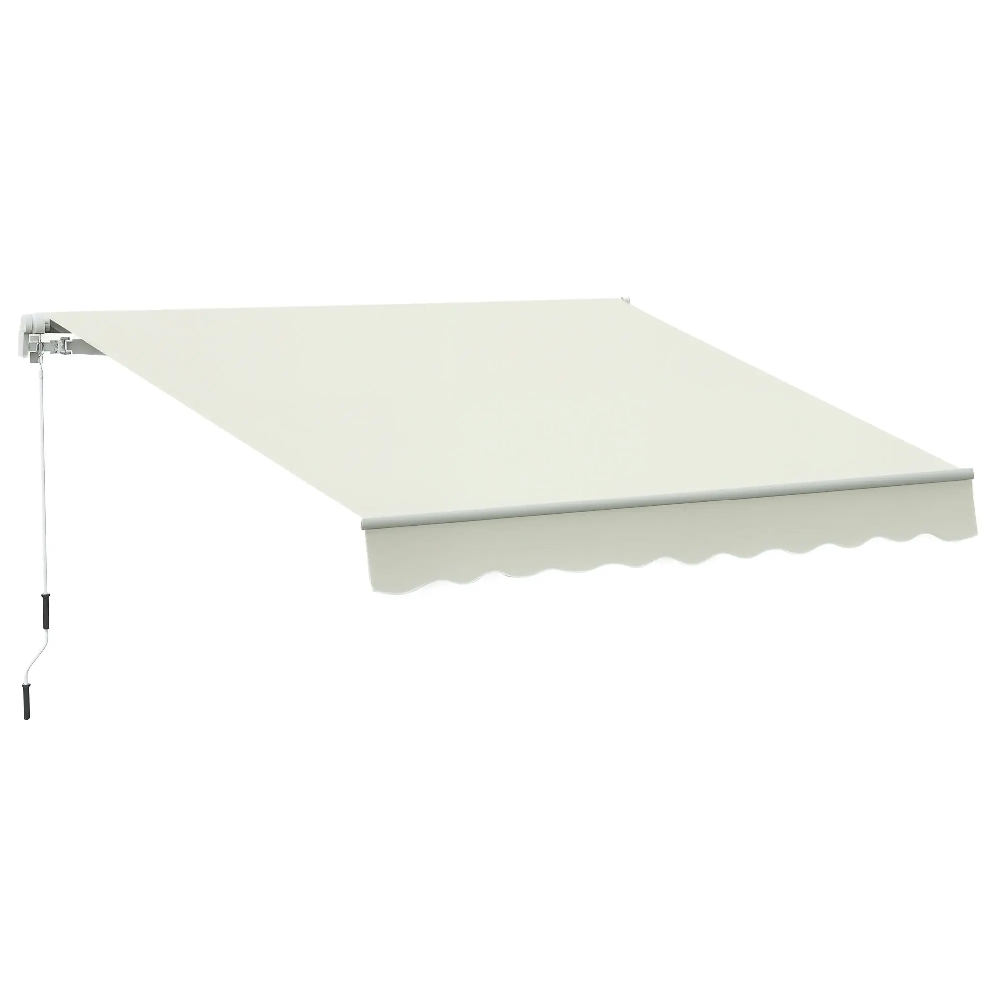 Manual Retractable Awning 295 x 245 cm Outdoor Terrace Awning with Crank, Adjustable Angle 45°-85°, Aluminum and Polyester 280 g/m?, Patio Awning Cream