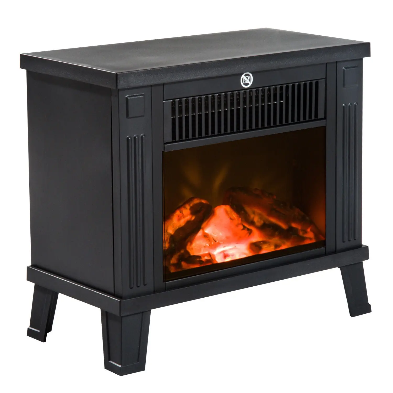 Electric Fireplace Electric Stove with Flame Effect 600/1200W, Metal, Black, 34x17x31 cm