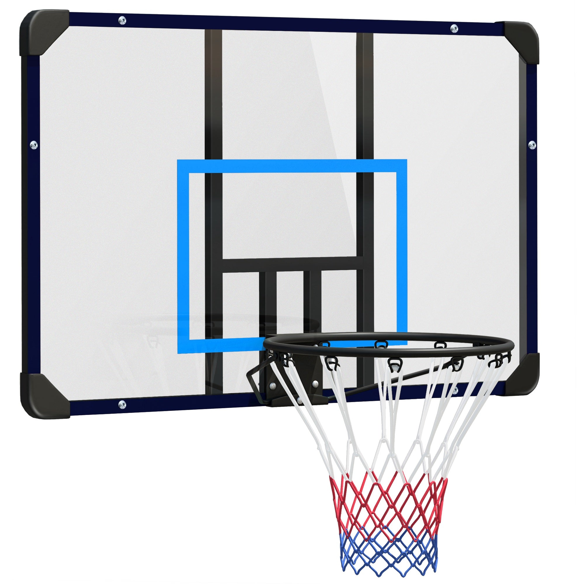 SPORTNOW Basket ass Hannergrond, méiäusseren Basketball Board mat Ø45 cm Stol Rim an Net, Wandmontéiert, Basketball Board fir Kanner Teener Erwuessener, Blau