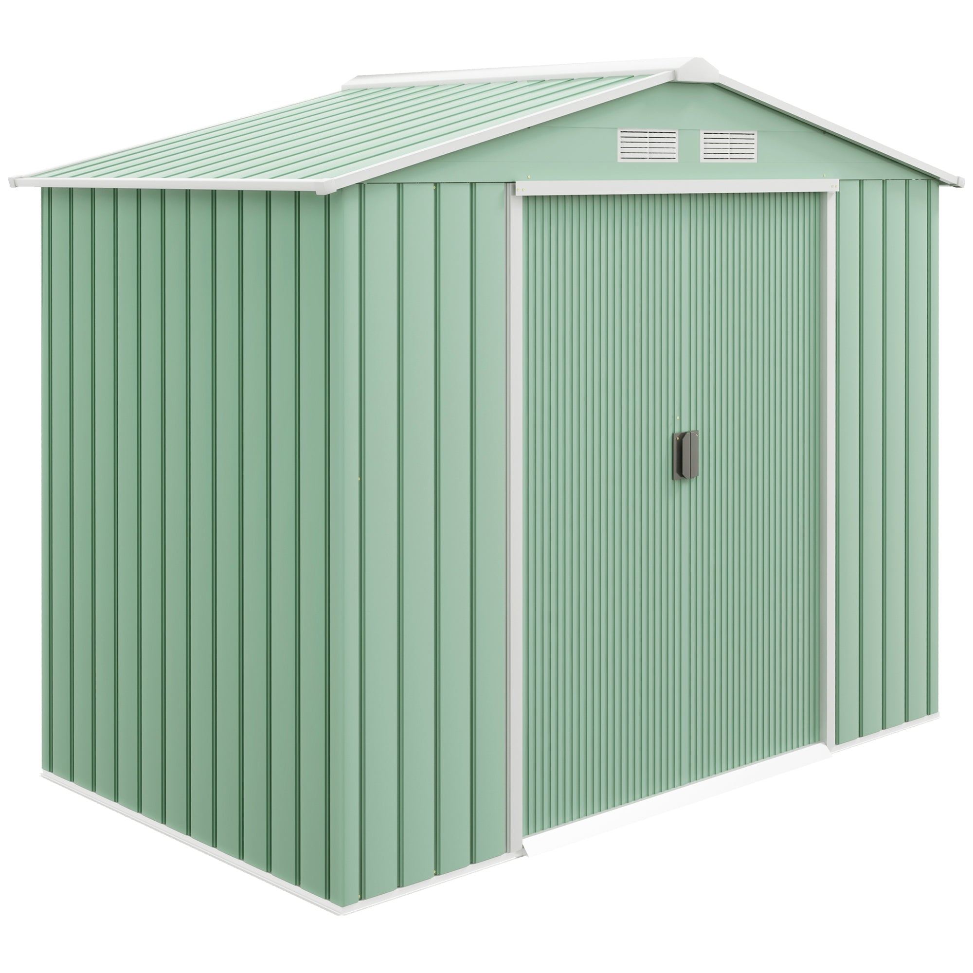 Tool Shed 2.5 m?, Garden Shed with Pent Roof, Sliding Door, Foundation, 213 x 130 x 185 cm, Tool Shed made of Galvanized Steel, weatherproof, for Garden, Green