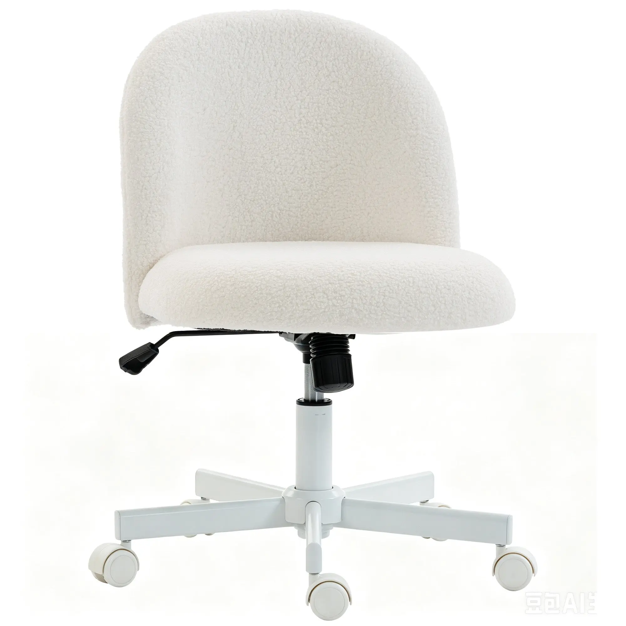 Sherpa Swivel Desk Chair – Armless Padded Office Chair with Adjustable Height & Rocking Function, Supports 265 lb (Cream)