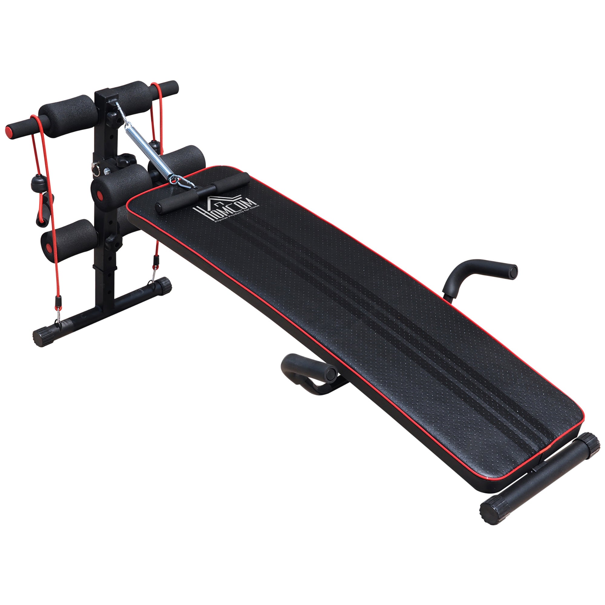 HOMCOM Höhenverstellbare Sit-Up-Bank – Multifunktionale Hantelbank mit 4-/5-fach einstellbarer Beinfixierung, Trainingsbank für Ganzkörpertraining, Flachbank, Schrägbank, Bauchtrainer & Rückenmaschine