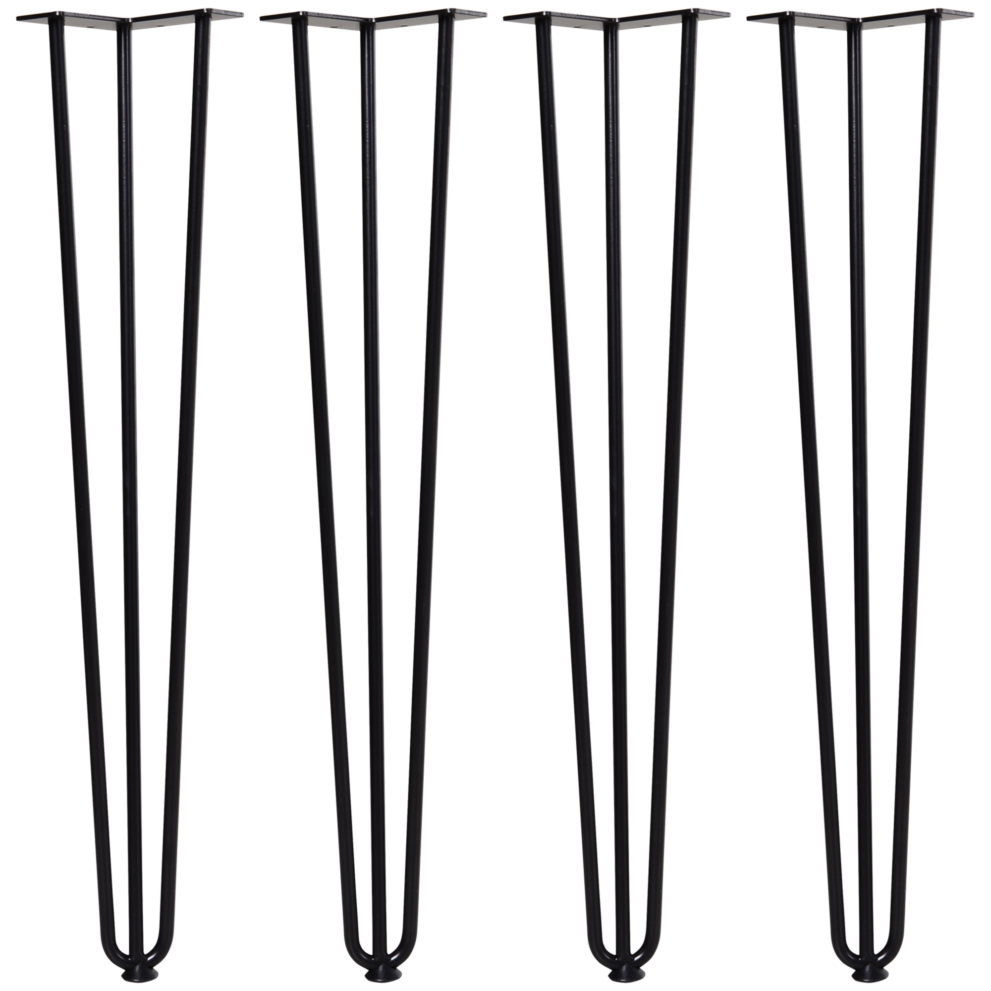 HOMCOM Tischbeine, Set mit 4 Möbelbeinen, Stahlrahmen mit Gabel-Design für Couchtische, Esstische, Schwarz, 12 x 12 x 72 cm