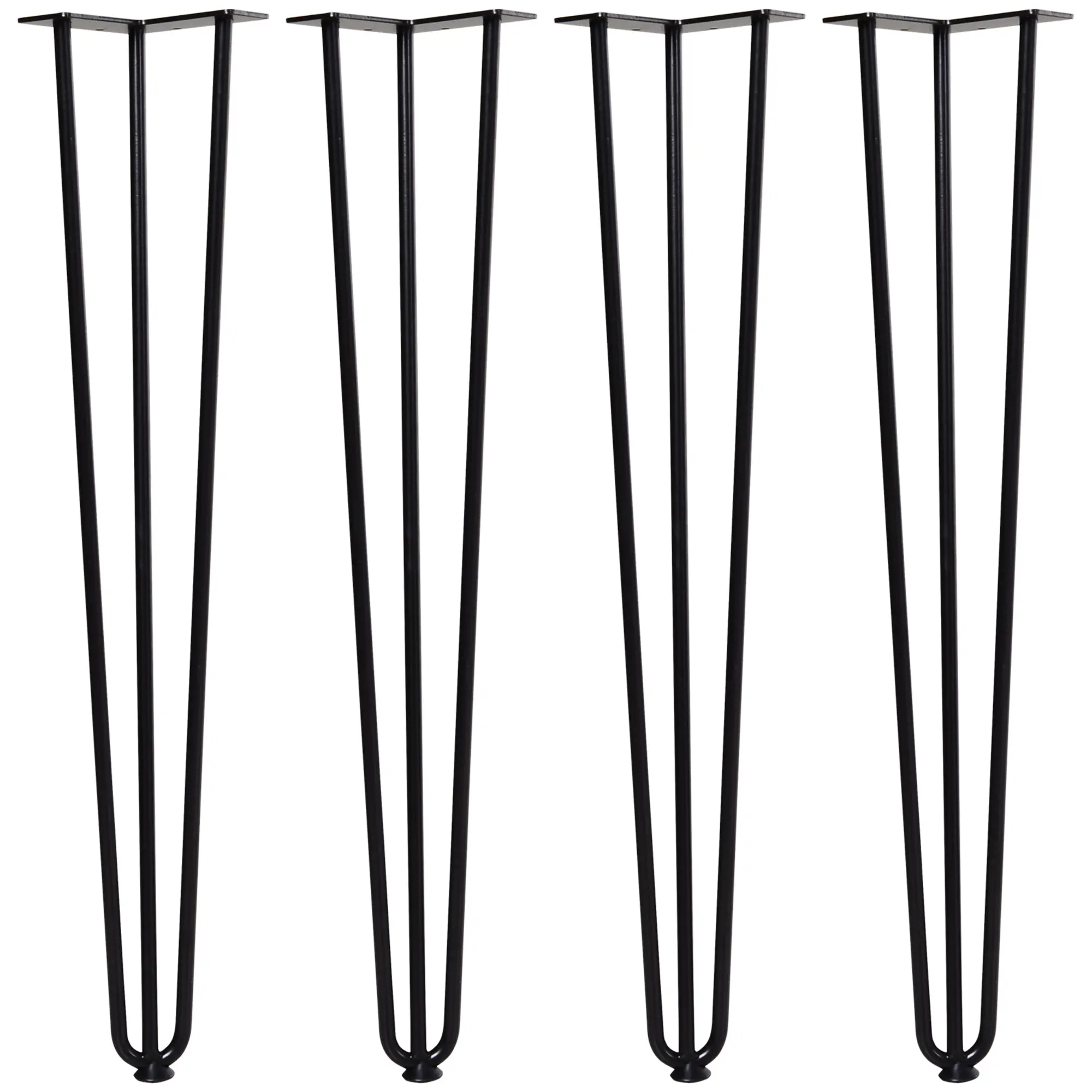 Table Legs, Set of 4 Furniture Legs, Steel Table Frame with Fork Design for Coffee Table, Dining Table, Black, 12 x 12 x 72 cm