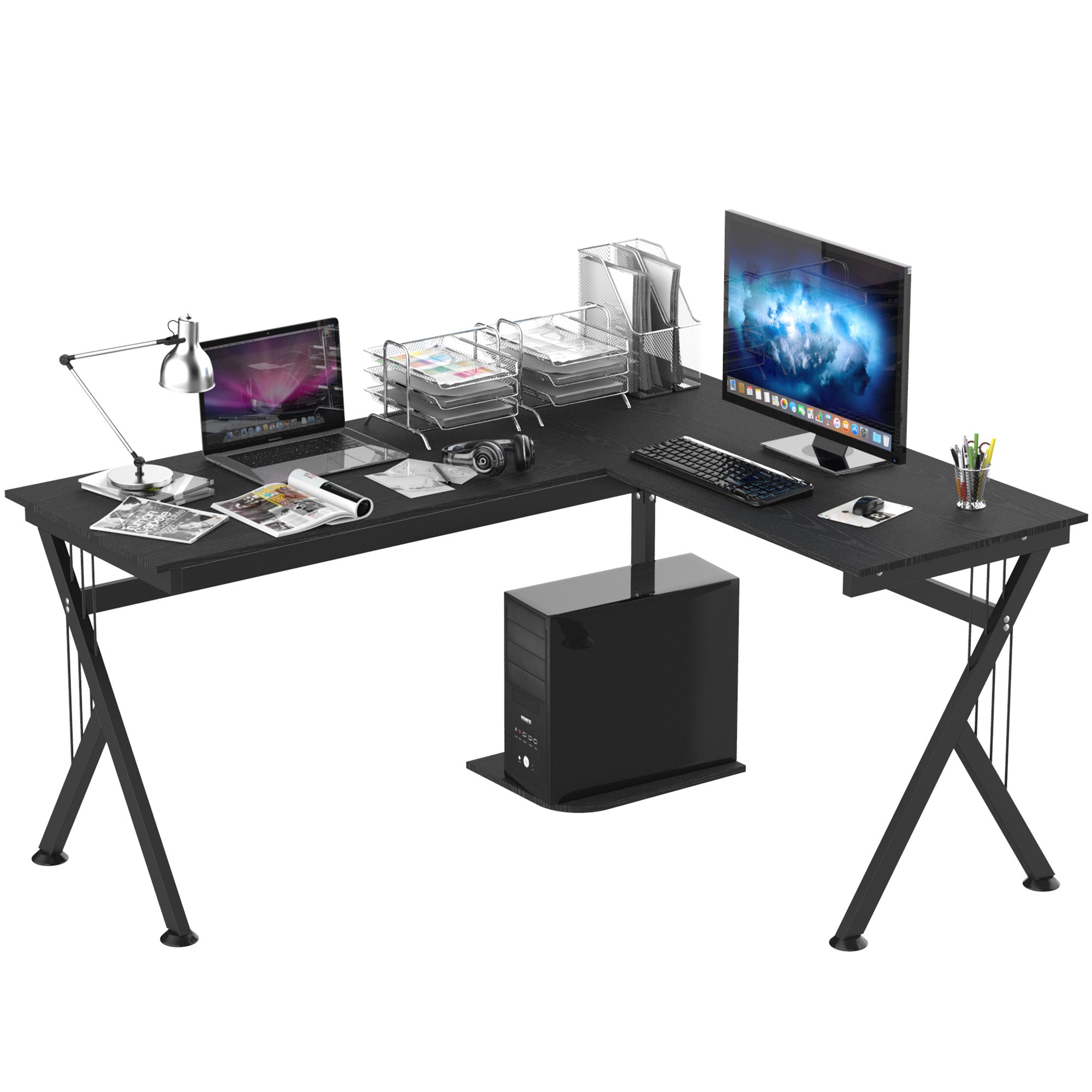 HOMCOM L-förmiger Computertisch aus Holz – Eckschreibtisch für Büro, Schlafzimmer, Zuhause und Schule