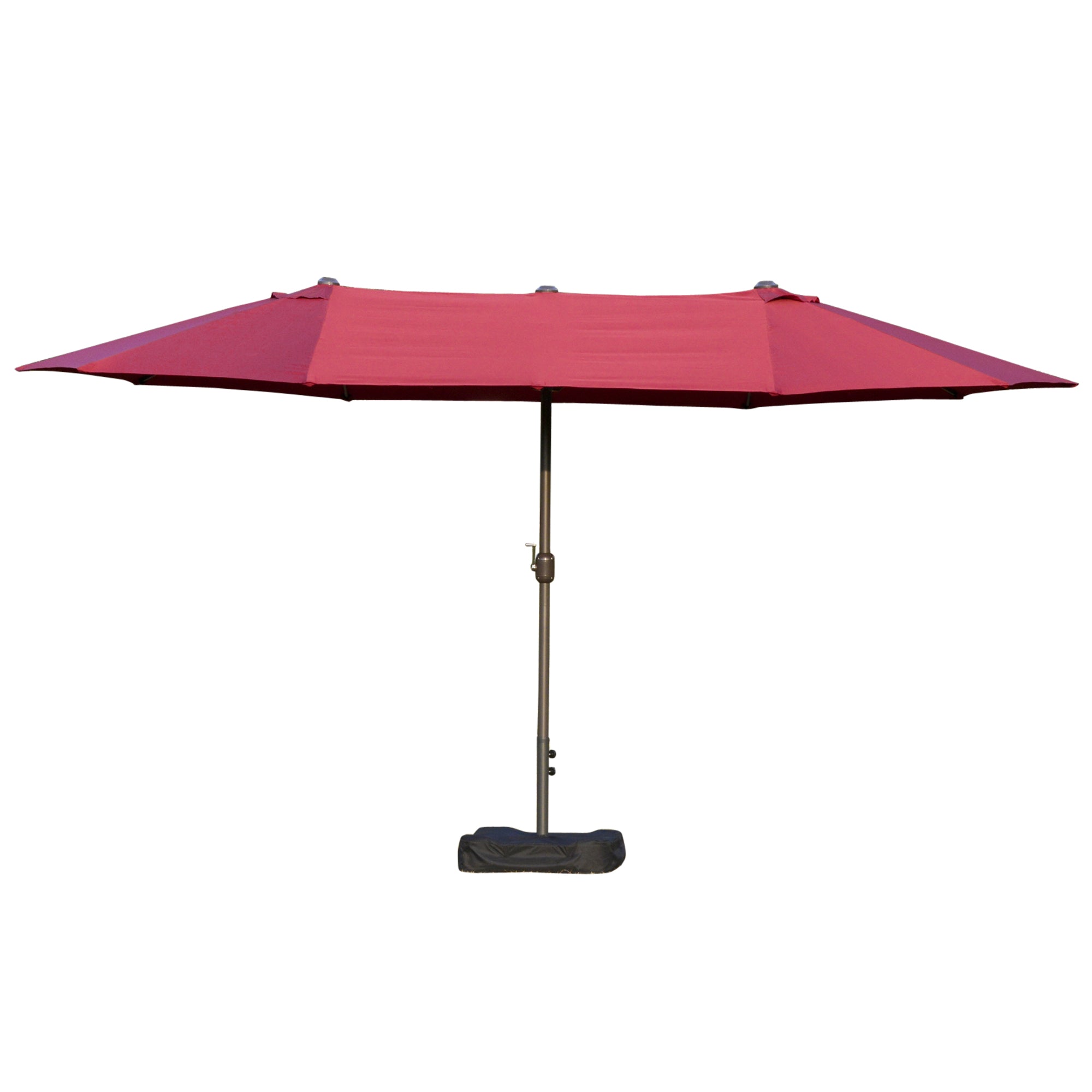 Outsunny Vanjski Vrtni Kišobran Dvostruki Pravokutni Parasol 4.6L x 2.7W x 2.4H m s mehanizmom za otvaranje i zatvaranje, uključujući pijesak i postolje, za balkon, bazen, Bordeaux
