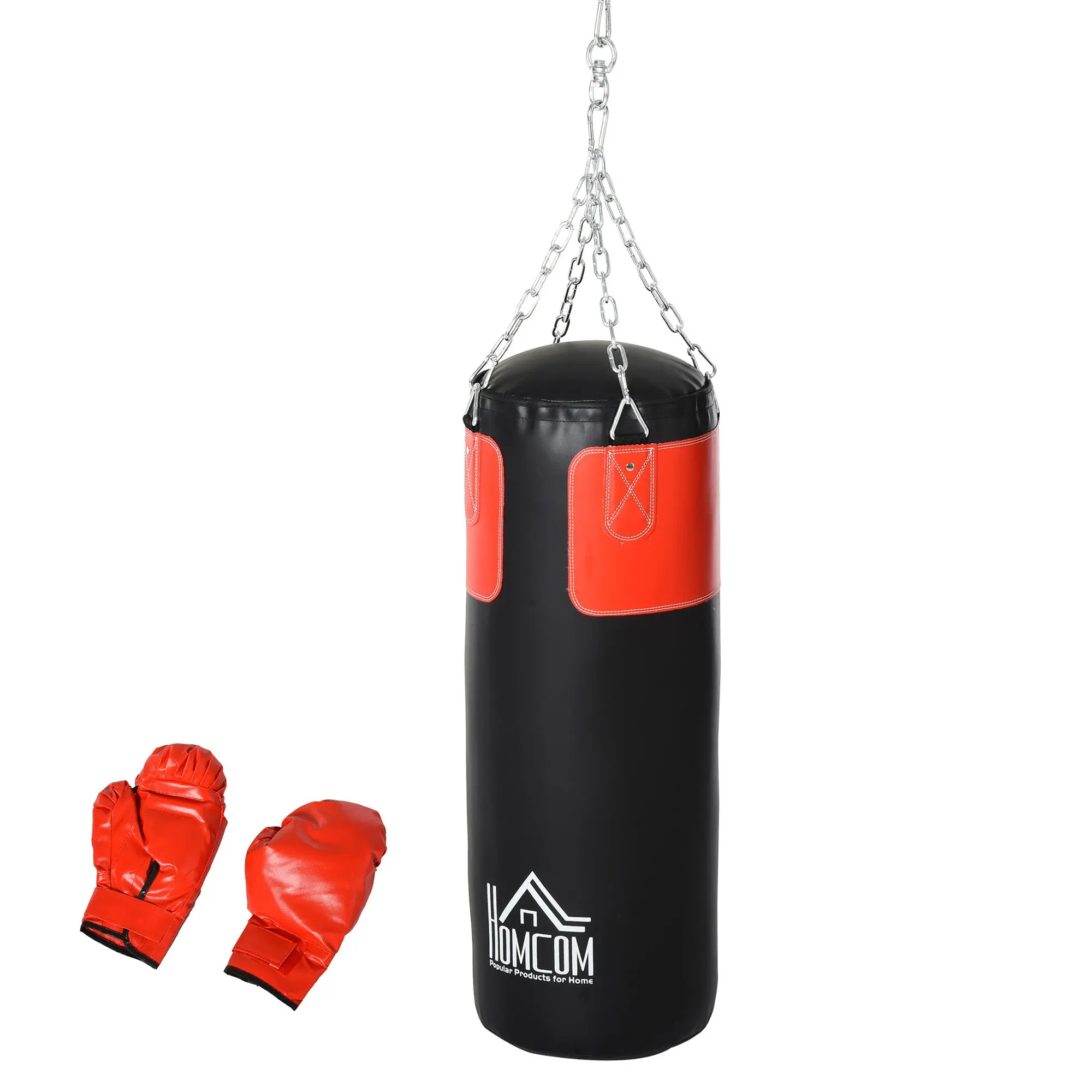 Punch Bag Set Boxing Set with Boxing Gloves Filled Set for Adults Teenagers Hanging Boxing Heavy Bag 16 KG ?30 x 120 cm Black+Red
