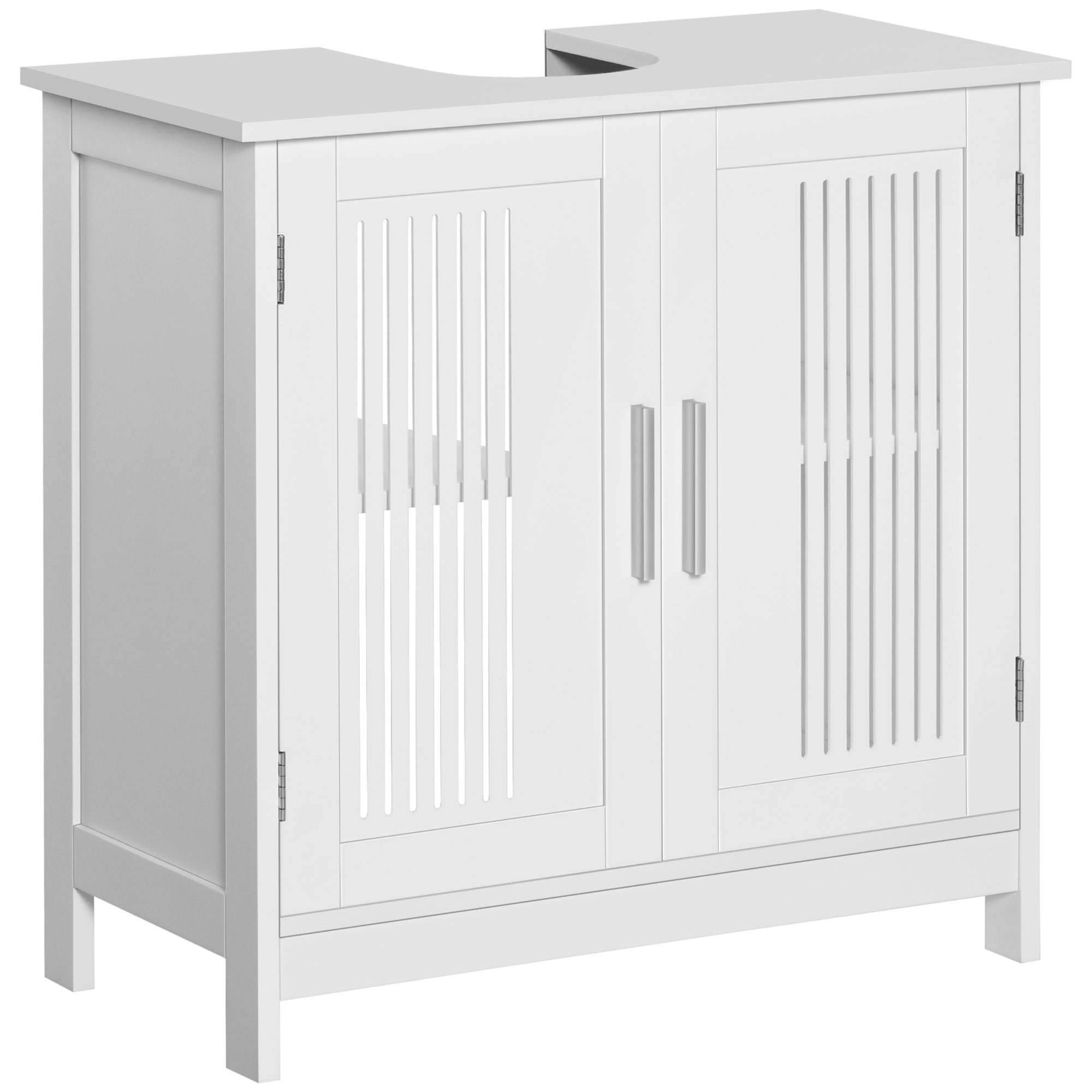 Under Sink Cabinet Bathroom Floor Standing Wooden Cabinet with 2 Ventilated Doors and Adjustable Interior Shelf Modern 60x30x60 cm White