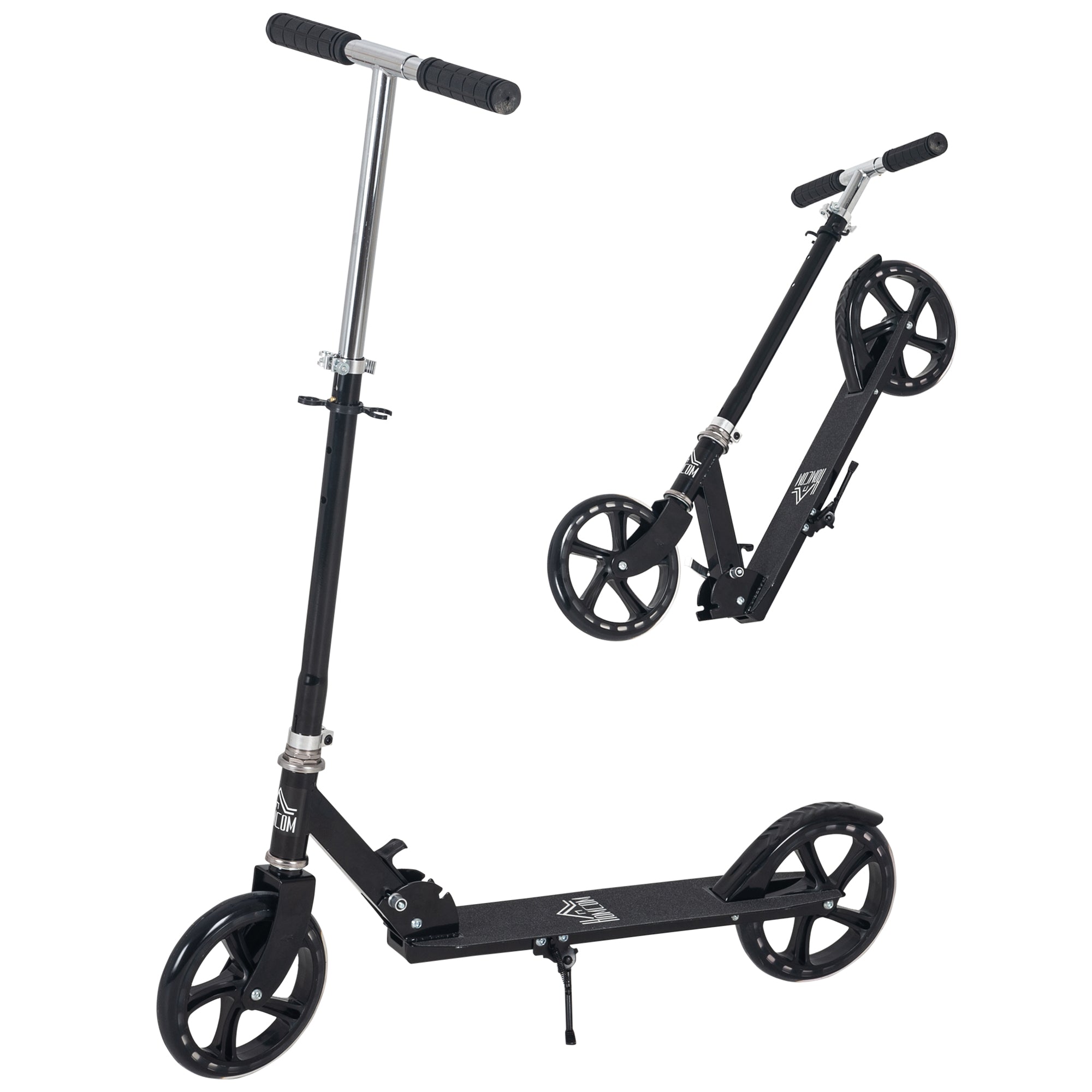 HOMCOM Saliekamais skūteris bērniem no 7 līdz 14 gadiem - regulējams stūres augstums 4 līmeņos ar bremzi 88x37x75-100 cm Melns
