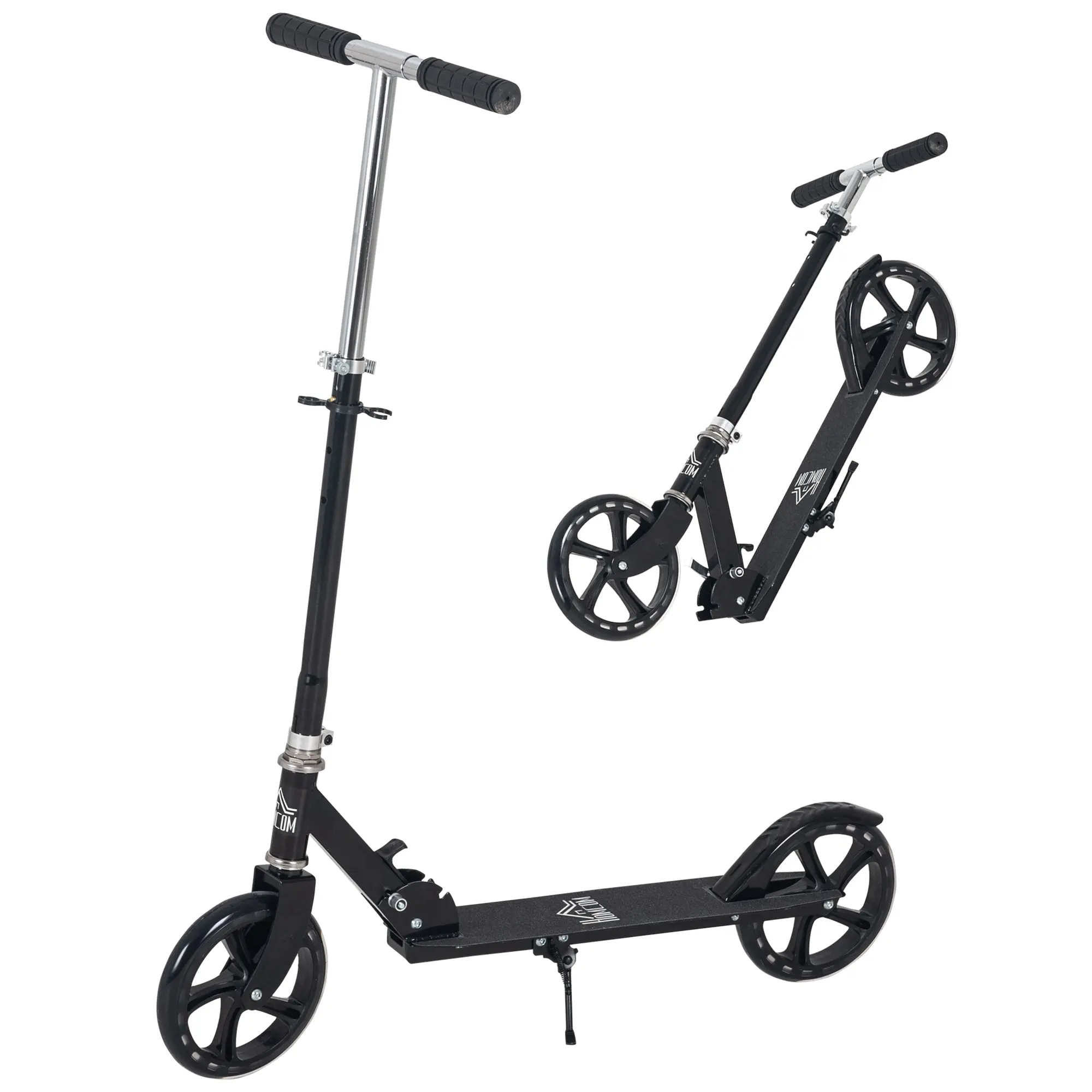 Foldable Scooter for Kids 7-14 Years Old Children's Scooter Adjustable Handlebar in 4 Levels with Brake 88x37x75-100 cm Black