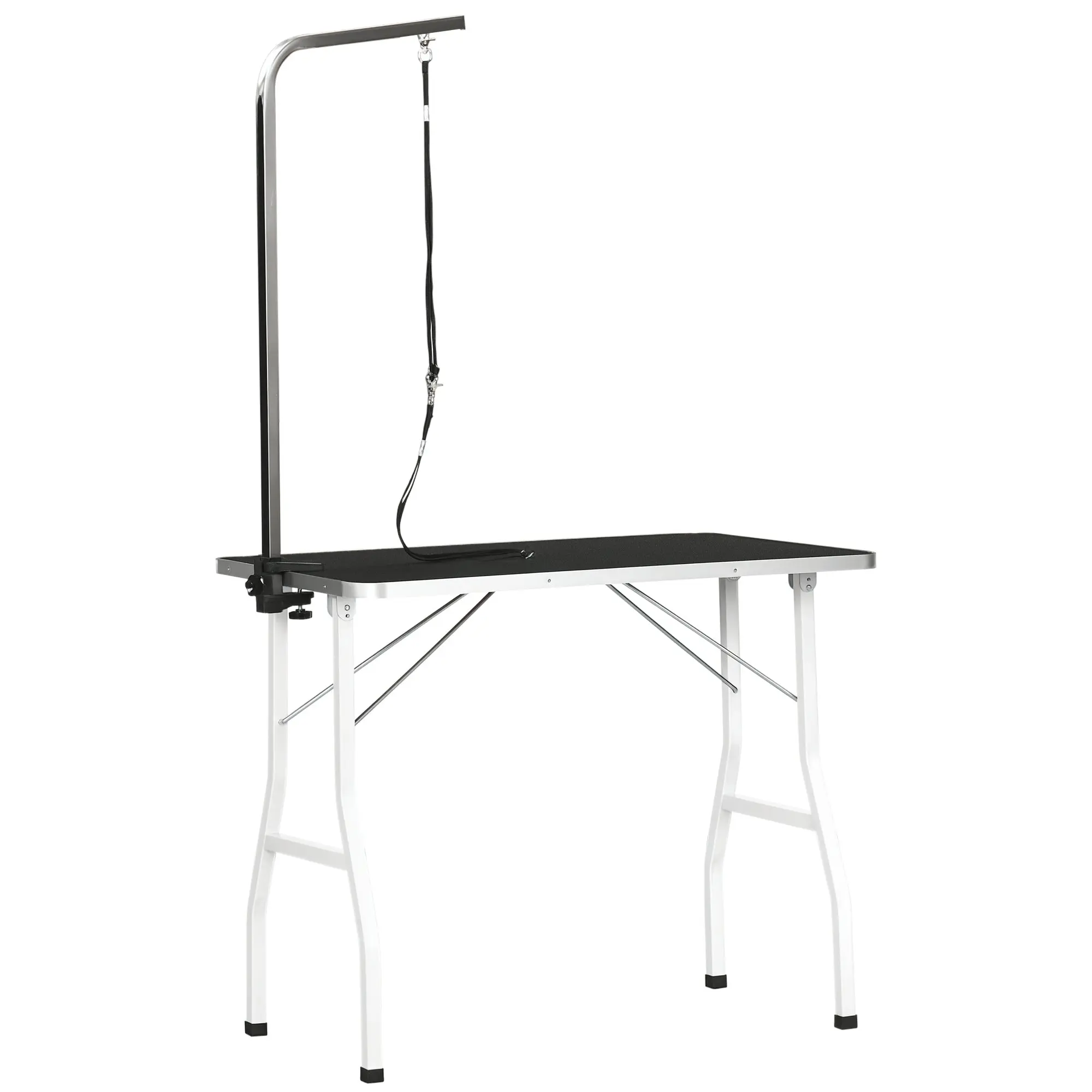 Pet Grooming Table Pet Trimming Table Dog Grooming Table with Loops Pet Grooming Table for Household Bathing Hair Drying and Hair Cutting adjustable height Black
