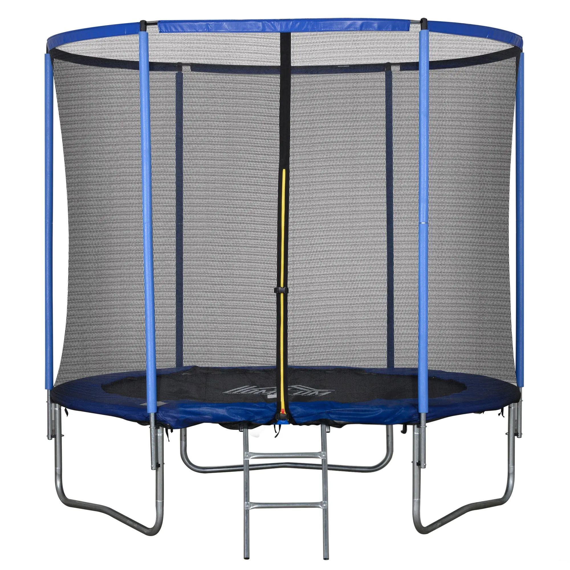 Outdoor Trampoline, Elastic Mat for Children and Adults for Garden with Safety Net, Ladder, and Padded Edge, Garden and Home Games, ?244x240cm, Blue and Black
