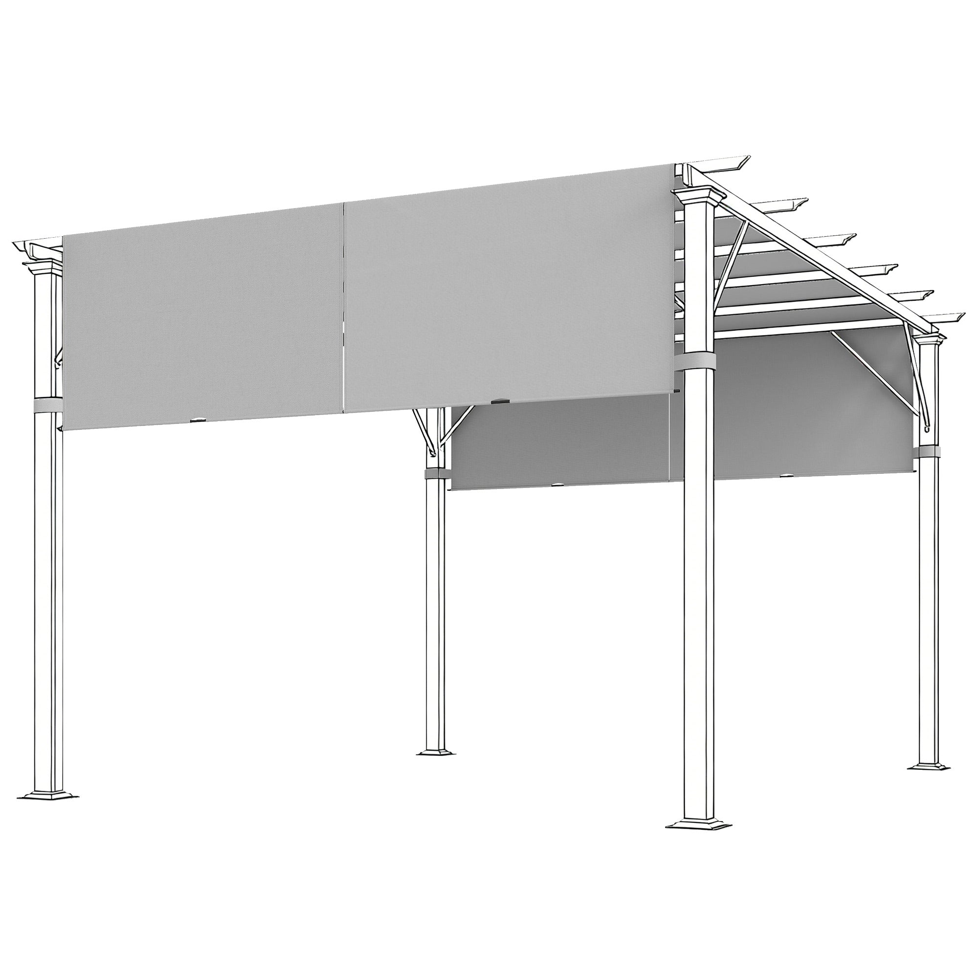 Outsunny reservduk till pergola 488 x 122 cm (4,88 x 1,22 m) med UV-skydd – solsegel för terrass, ersättningsduk för 3 x 3 m paviljong, ljusgrå