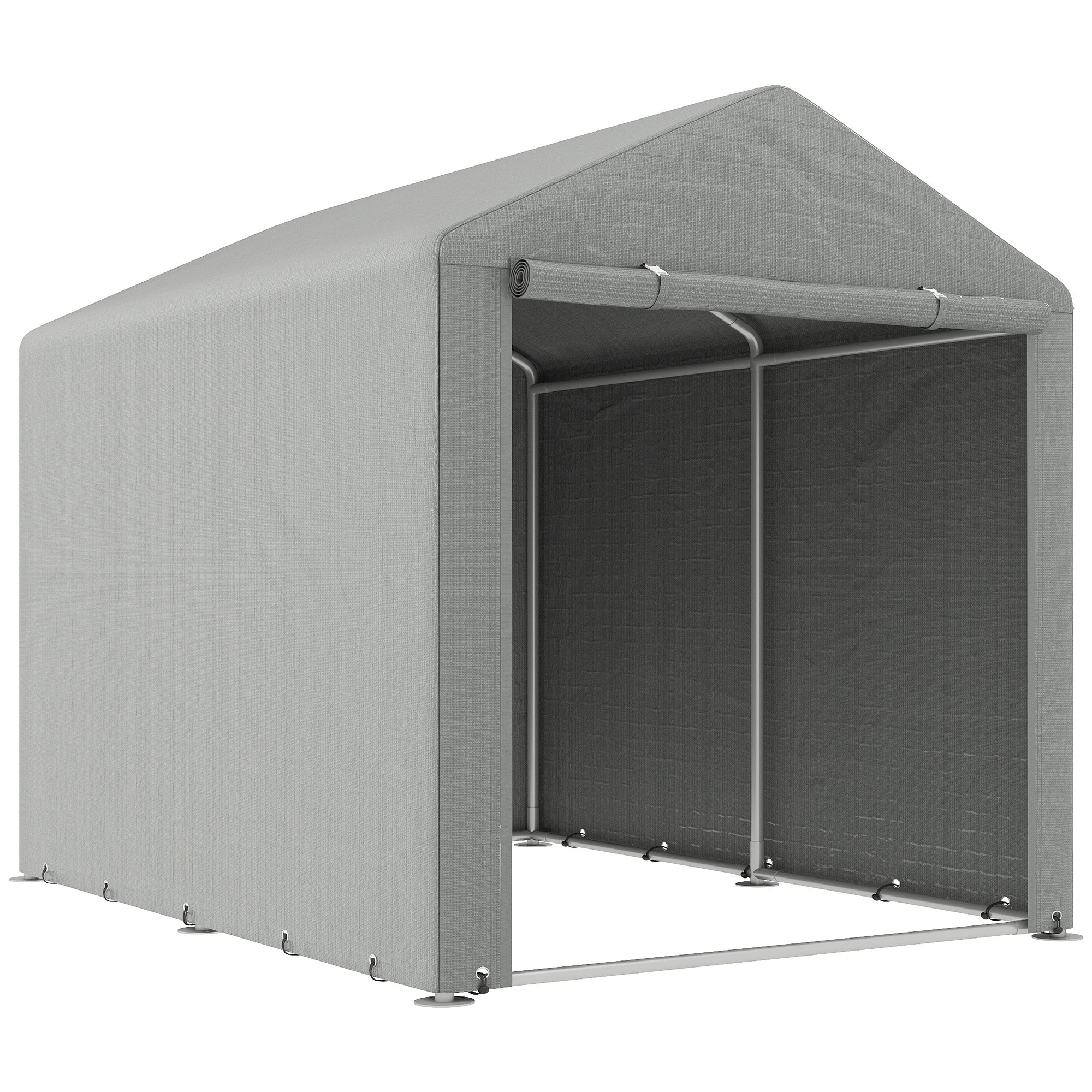 Motorcycle Garage Tent Waterproof Outdoor Storage Shed, Heavy Duty Bike Storage Shelter with Steel Frame, PE Cover Garden Storage Tent 160x218x172 cm, Light Gray
