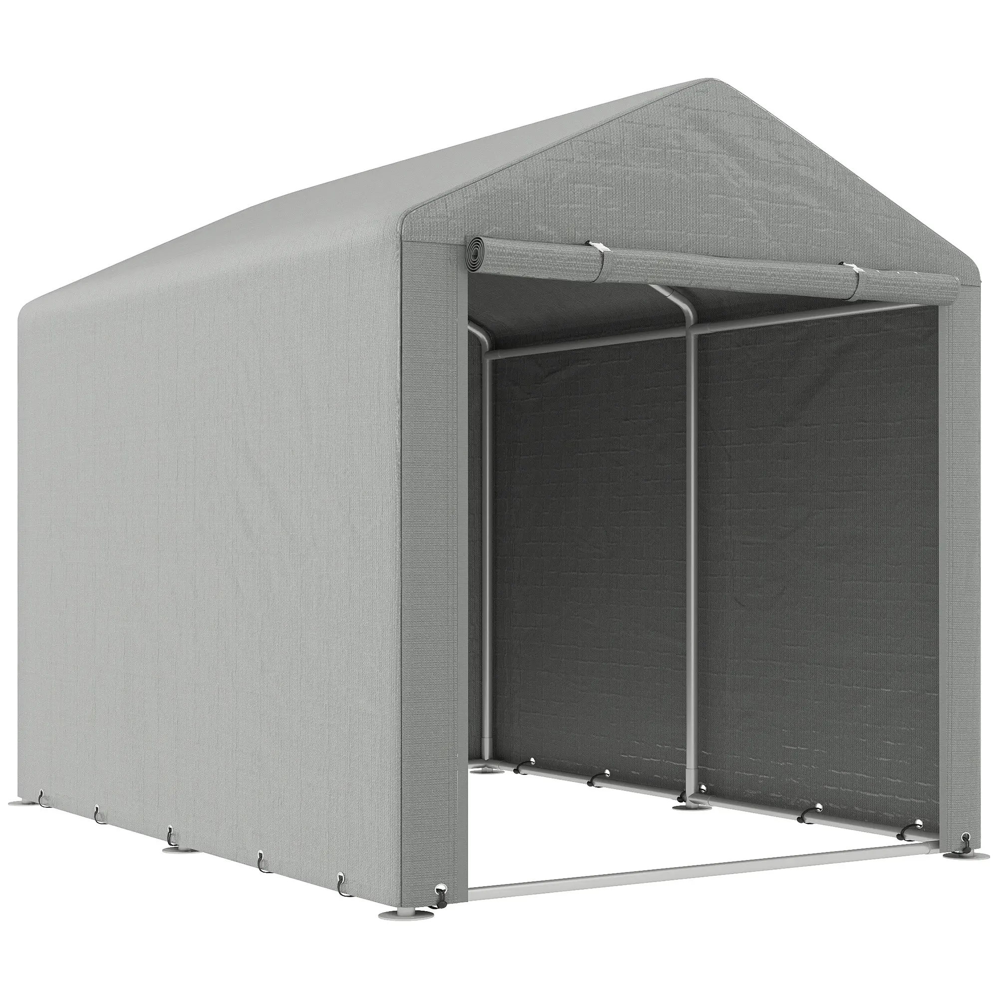 Motorcycle Garage Tent Waterproof Outdoor Storage Shed, Heavy Duty Bike Storage Shelter with Steel Frame, PE Cover Garden Storage Tent 160x218x172 cm, Light Gray