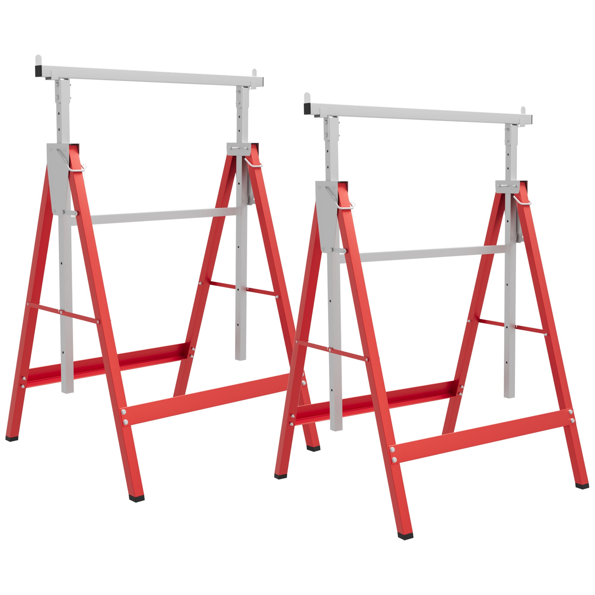 HOMCOM 2 x Klappbock-Falztisch höhenverstellbar bis 200 kg Stahl Rot 68 x 58 x 80-130 cm