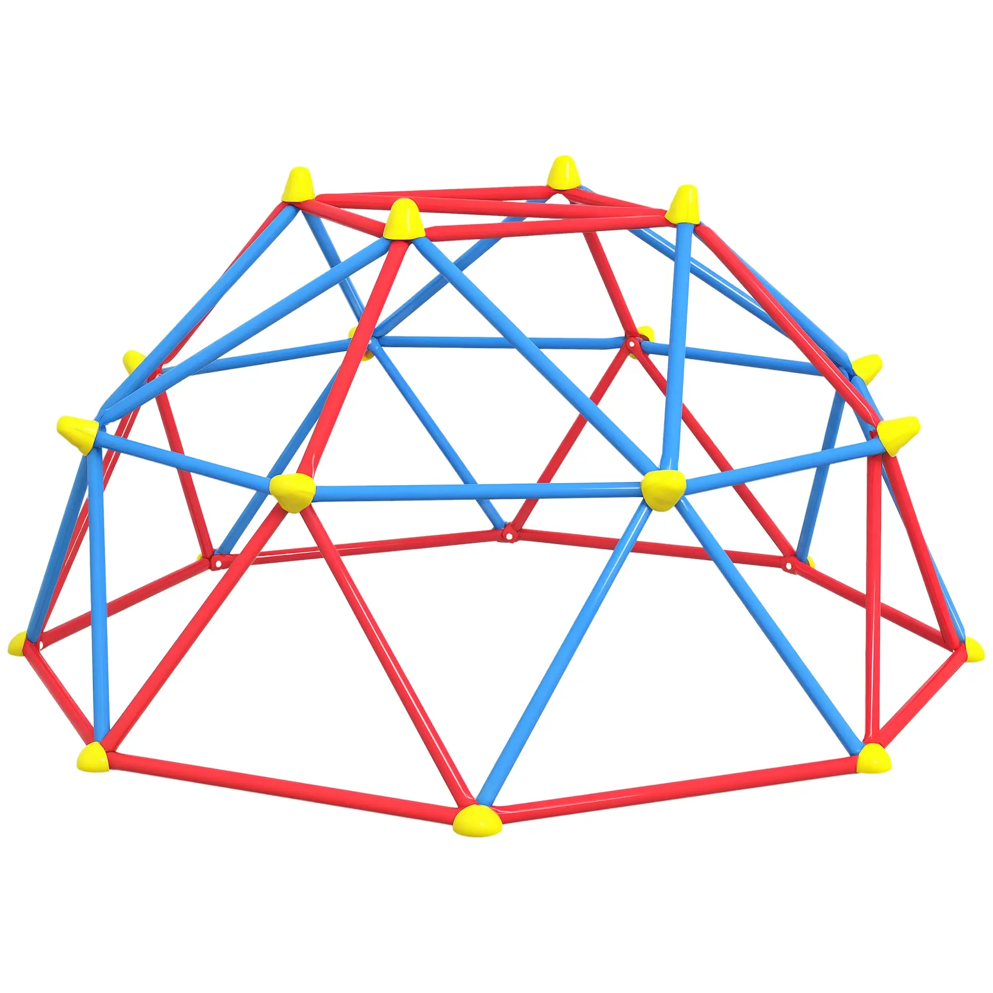 Kids Climbing Dome Jungle Gym Ø183cm Outdoor Geometric Climbing Frame, Metal Playground for Children 3–8 Years, 180kg Capacity, Garden Climber Toy Red Blue