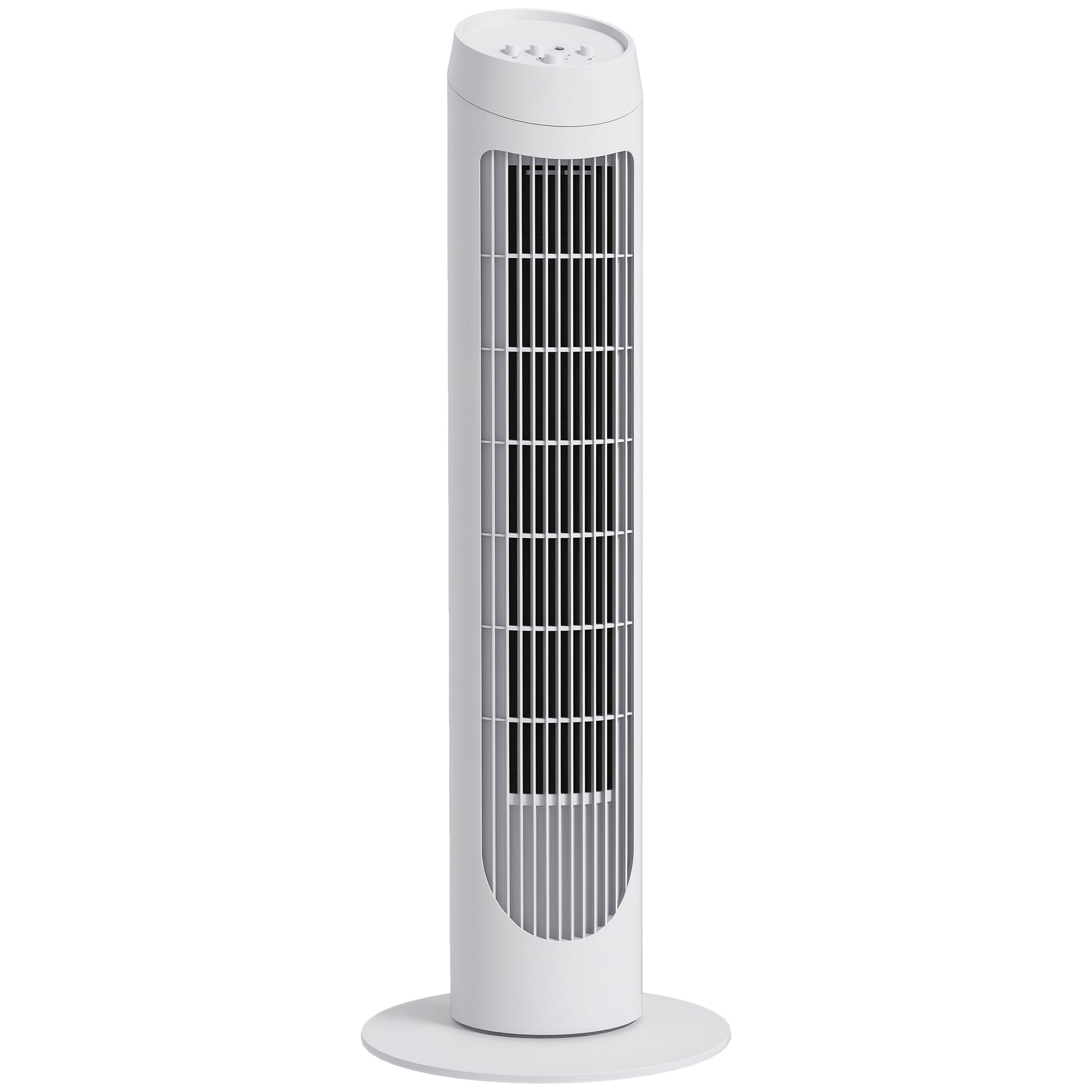 HOMCOM 45W Oszcilláló Torony Ventilátor Csendes Függőleges Ventilátor 3 Sebességgel 70° Oszcillációval Nappali Hálószoba Irodába Ø27x75 cm Fehér
