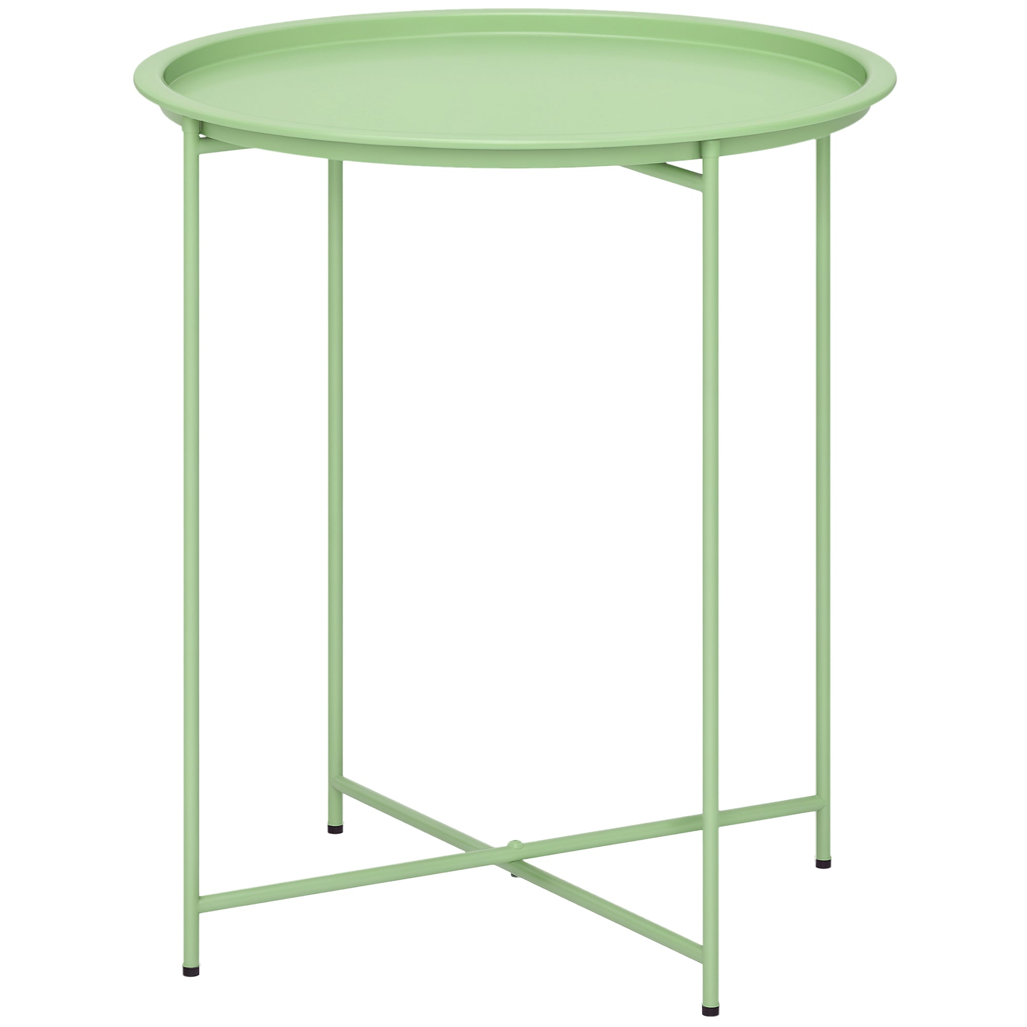 Folding Side Table Garden Table ?46 x 50 cm Round Weatherproof Balcony Table with Folding Legs Camping Table Folding Coffee Table for Living Room Office Outdoor Indoor Green