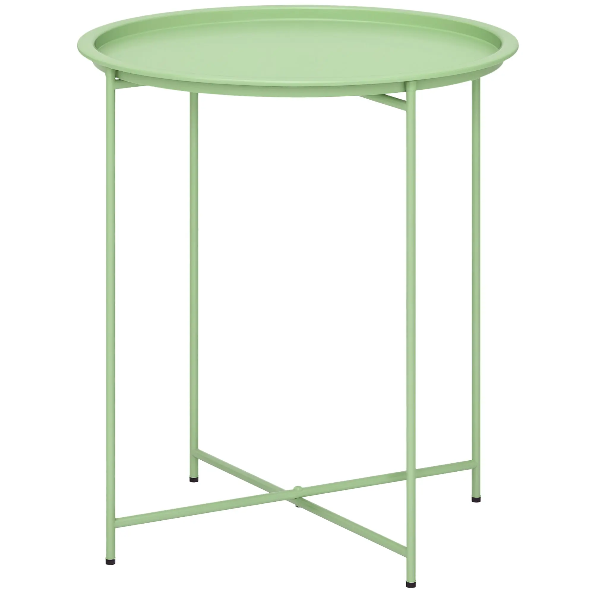 Folding Side Table Garden Table ?46 x 50 cm Round Weatherproof Balcony Table with Folding Legs Camping Table Folding Coffee Table for Living Room Office Outdoor Indoor Green