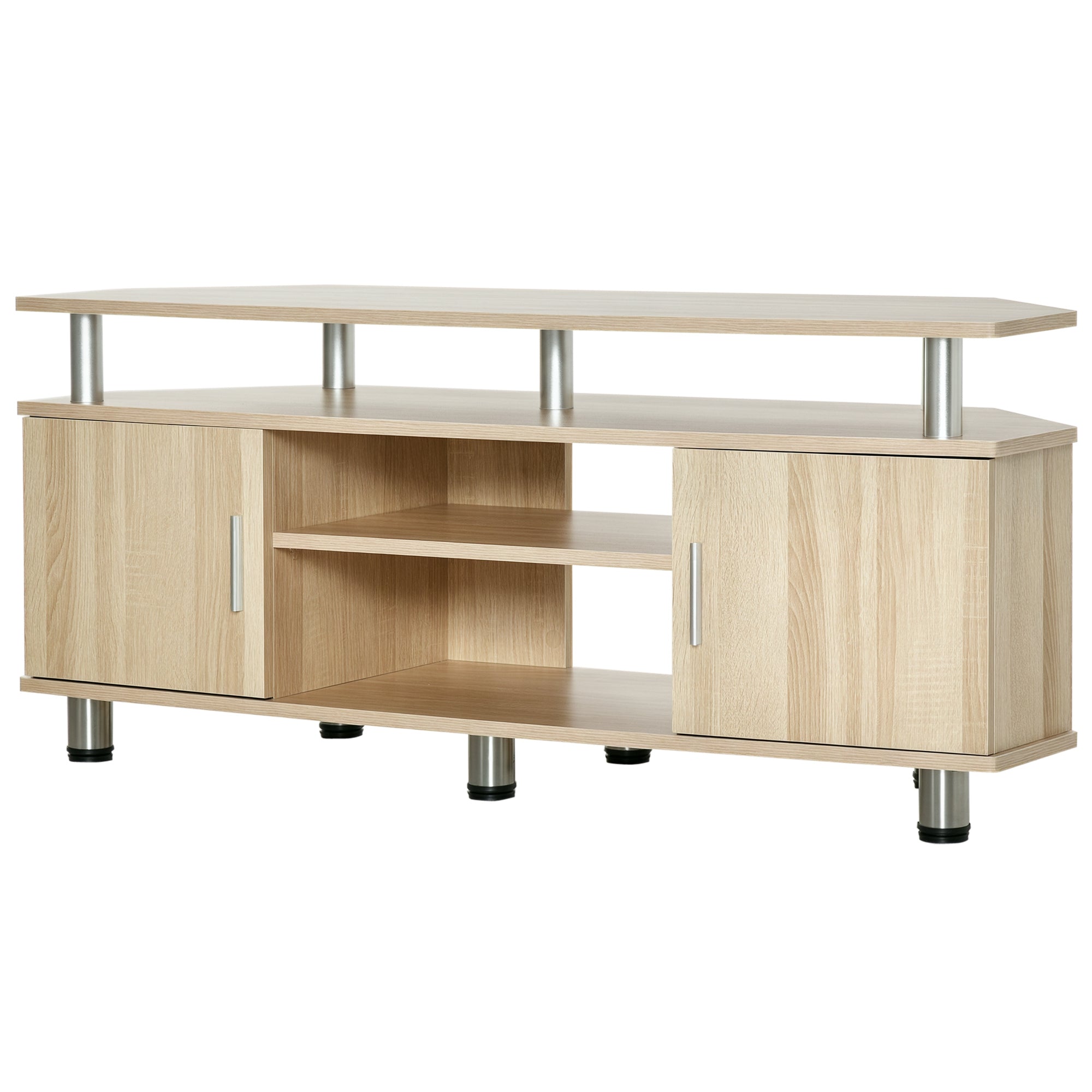HOMCOM TV regal za televizorje do 140 cm, moden regal z 2 vrati in 2 policami za spalnico 120x39,5x52 cm Oreh