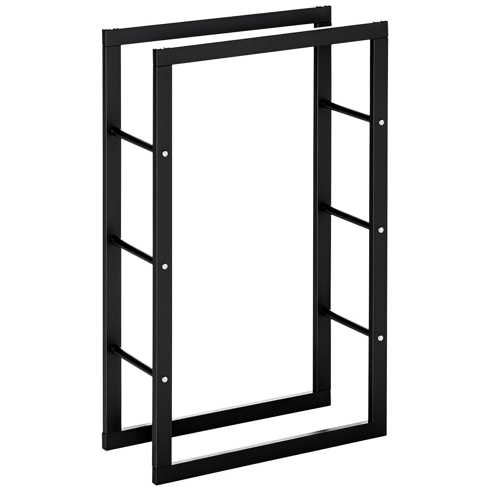 Firewood Rack Metal 60 x 25 x 100 cm Firewood Storage Aid Steel Frame up to 100kg Fireplace Wood Stand Outdoor Wood Rack Firewood Holder for Garden Terrace Outside Black