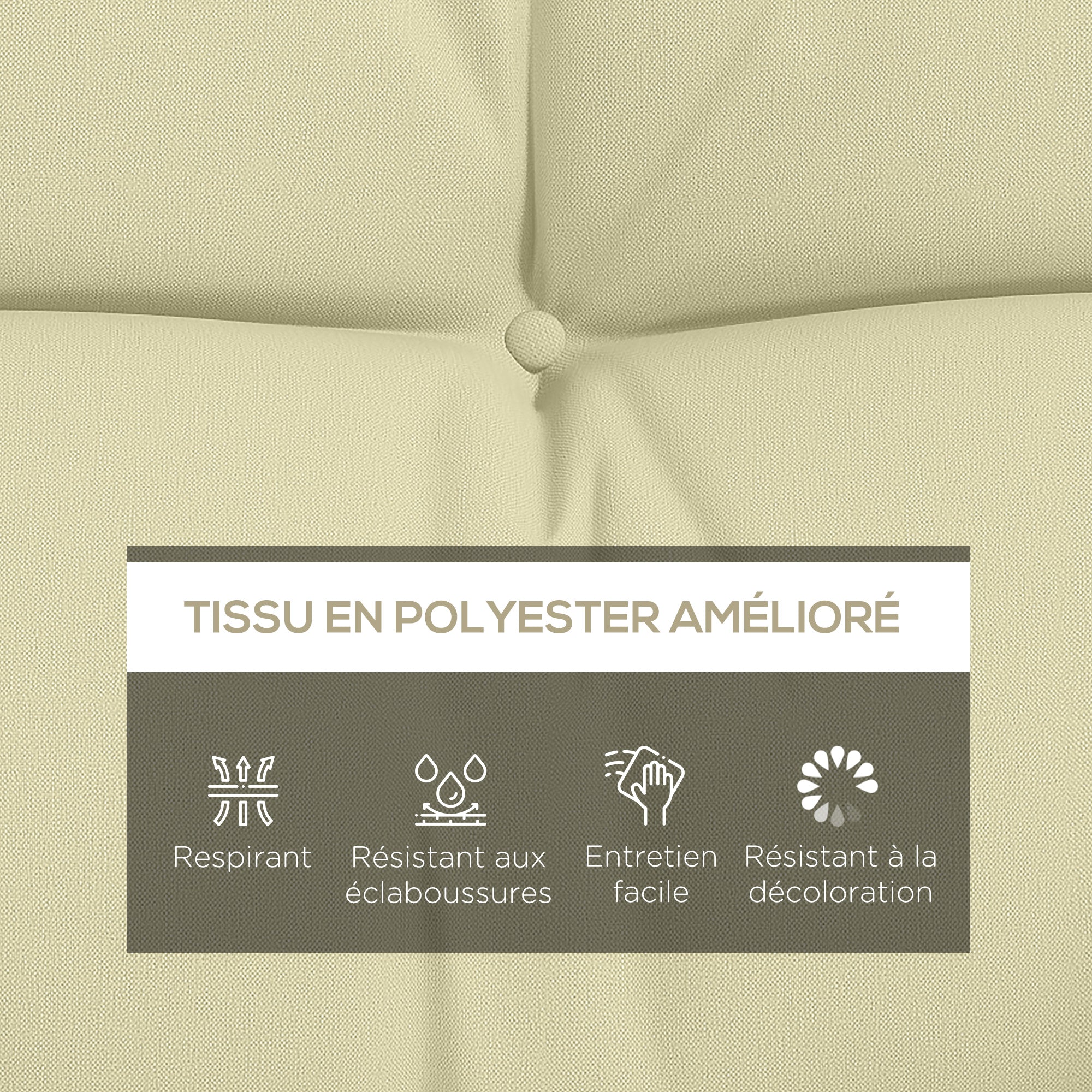 Set of 4 Outdoor Cushions for Garden Swing, 1 Seat Cushion, 1 Back Cushion, and 2 Pillows Cream