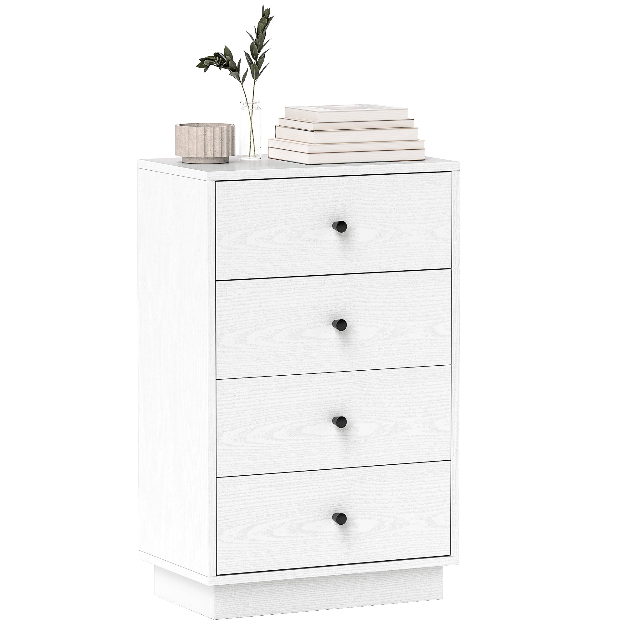 HOMCOM 4-Fiókos Modern Fiókos Szekrény Keskeny Fiókos szekrény nappaliba vagy előszobába 47x29x75 cm Fehér