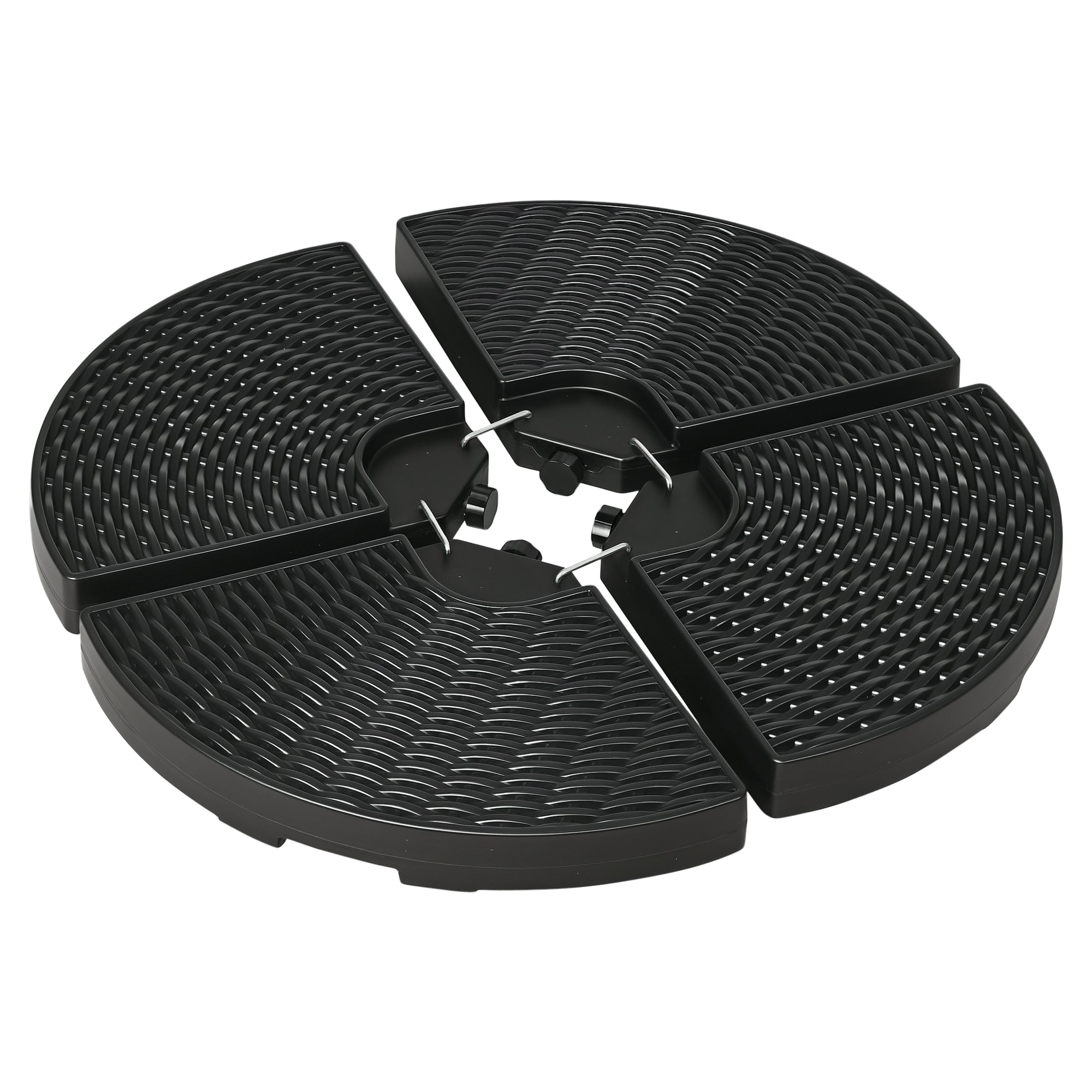 4-Piece Cantilever Umbrella Weight Base, Weatherproof, Fillable with 52kg of Water or 68kg of Sand, HDPE, Black