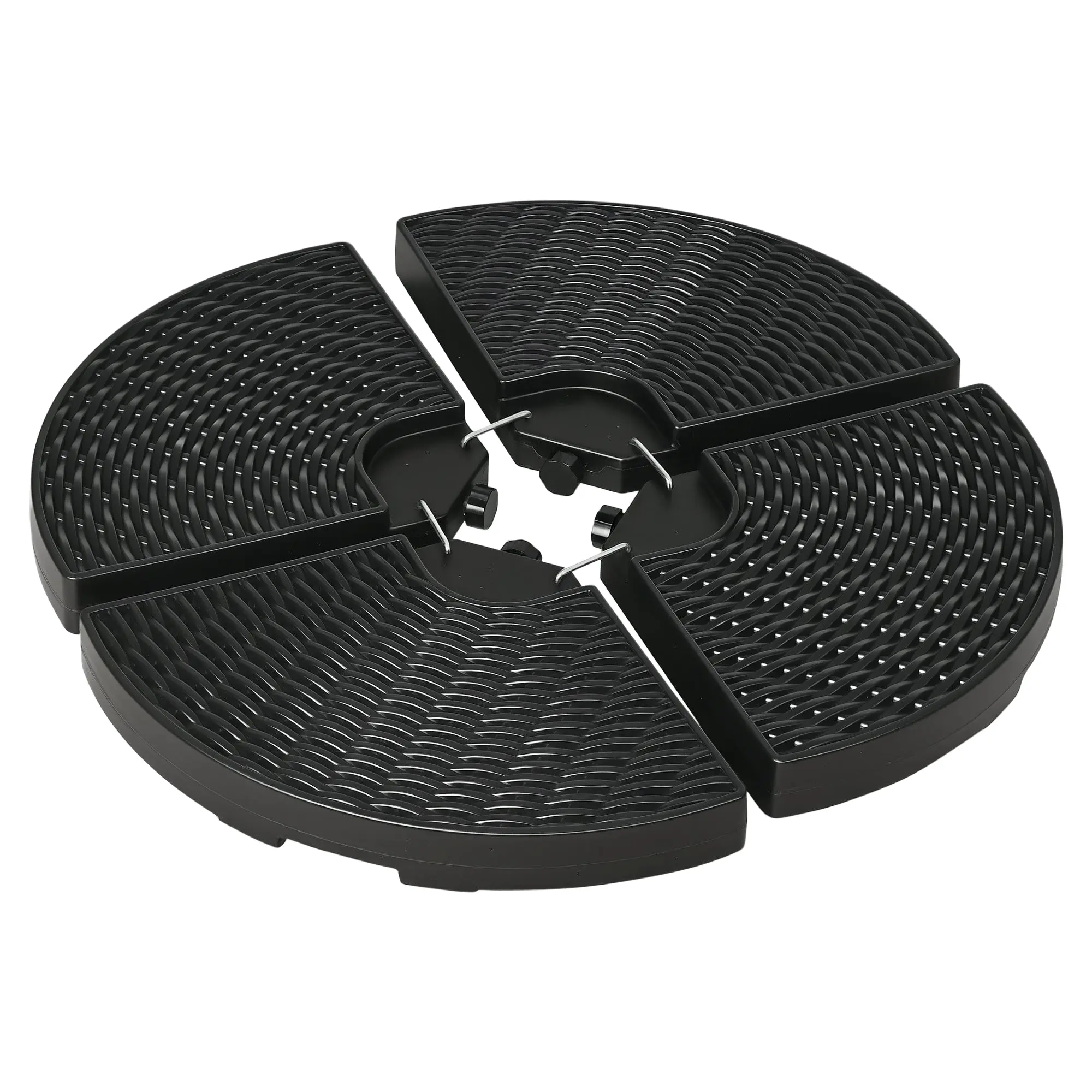 4-Piece Cantilever Umbrella Weight Base, Weatherproof, Fillable with 52kg of Water or 68kg of Sand, HDPE, Black