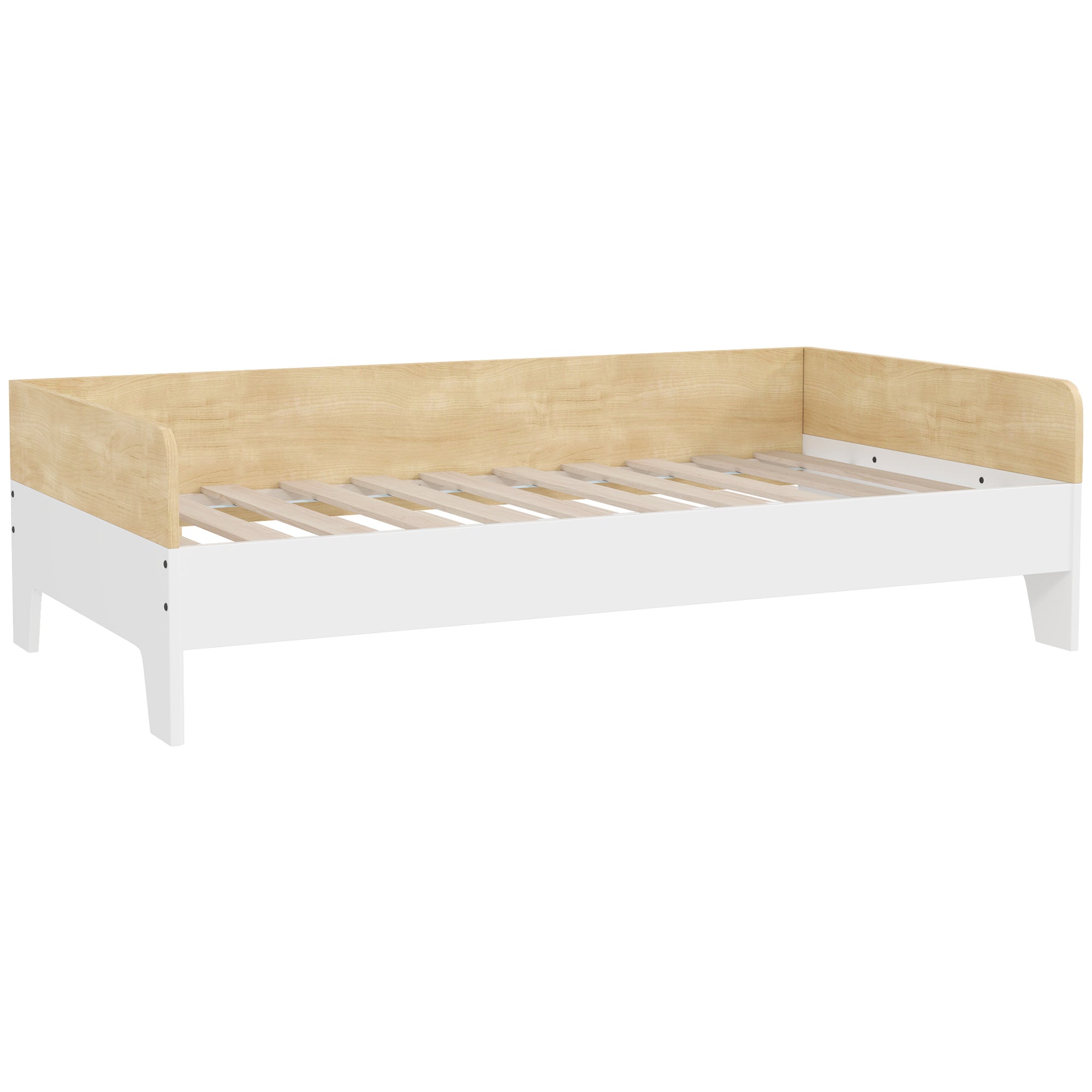 AIYAPLAY Kinderbett für Kinder ab 3 Jahren 140x70 cm Holz Kinderbett Belastbarkeit 80 kg für Schlafzimmer Weiß und Natur