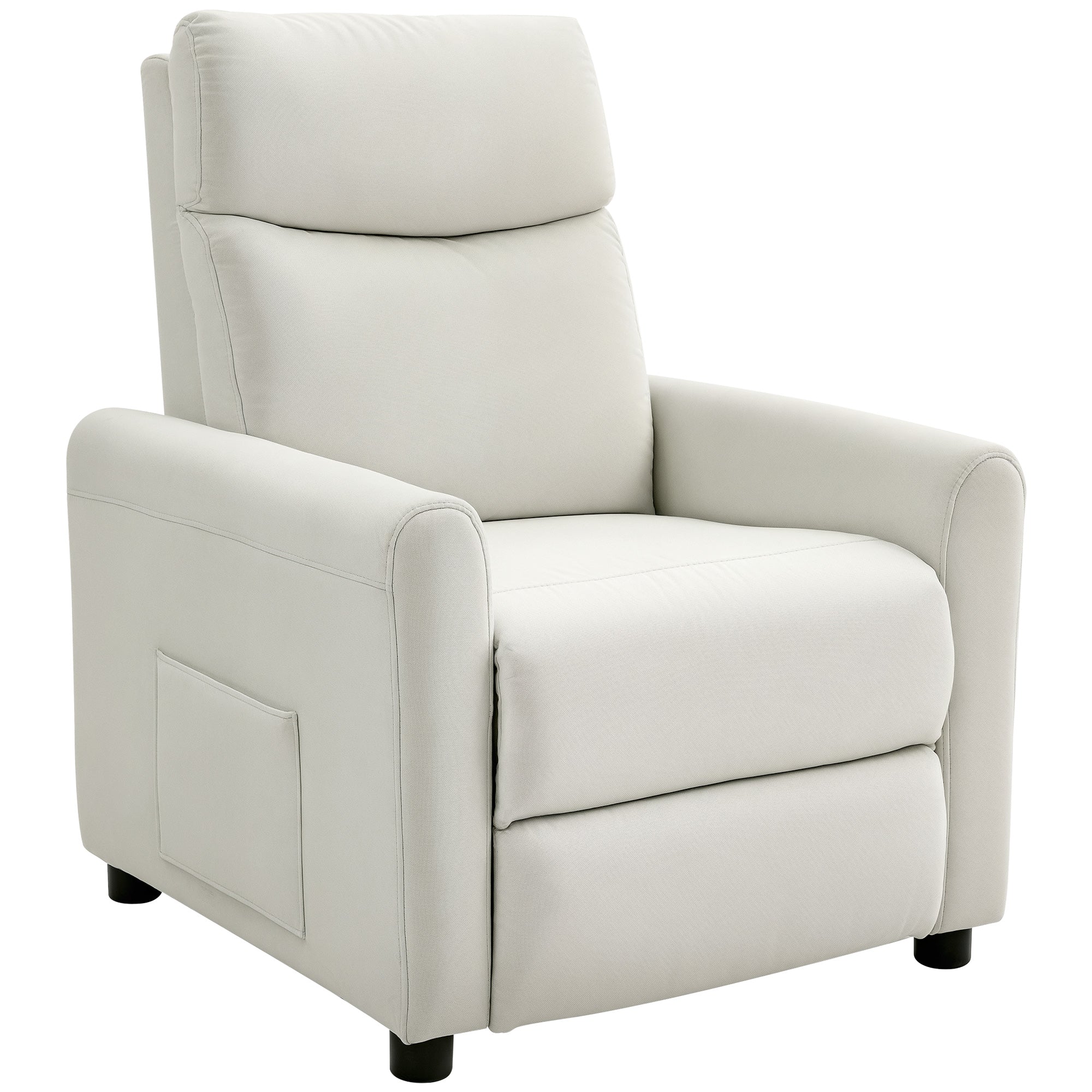 Fauteuil relax HOMCOM avec repose-pieds – Ressorts ensachés, mousse haute densité, tissu effet lin, fauteuil TV, crème