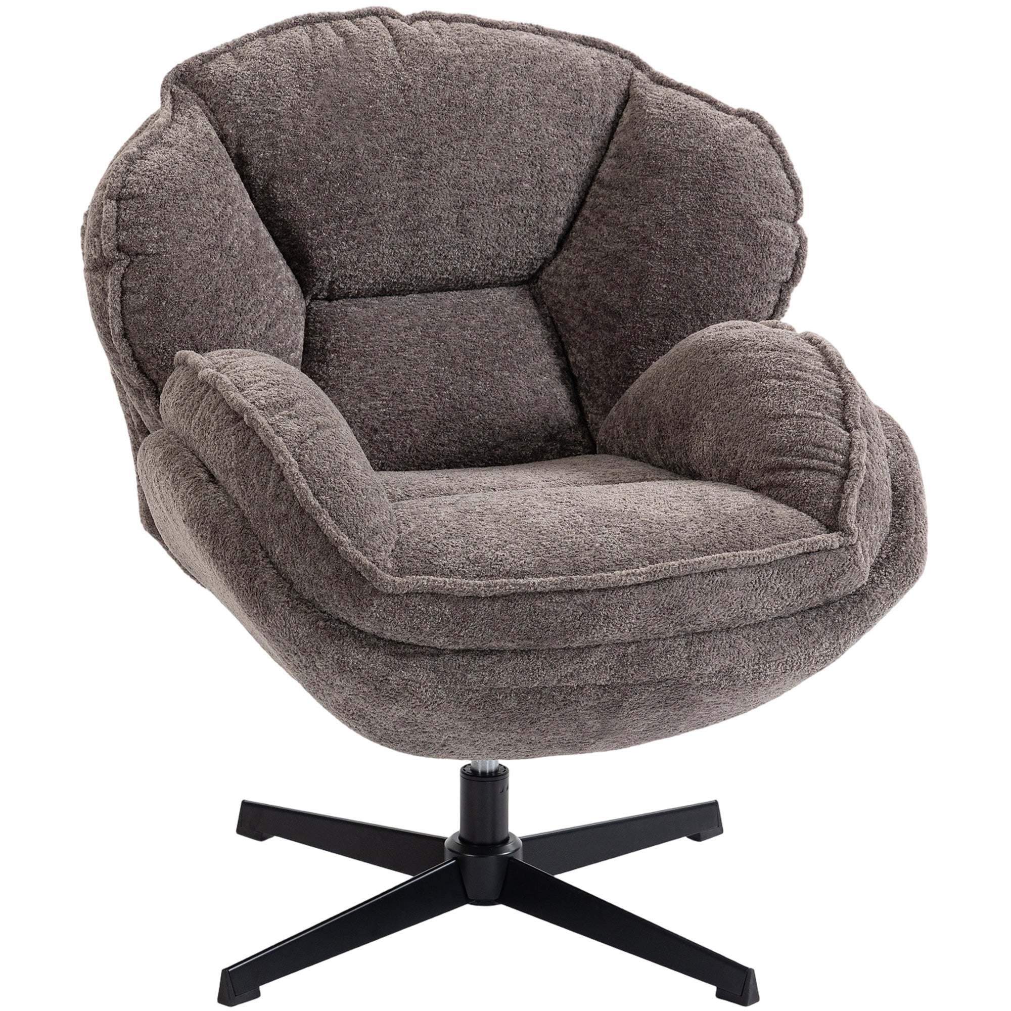 HOMCOM Wingback-Drehsessel, gepolstert mat samtähnlechem Stoff, Metallbeen, komfortablen Entspanungssëtz fir Wunn- a Schlofzëmmer, Griis