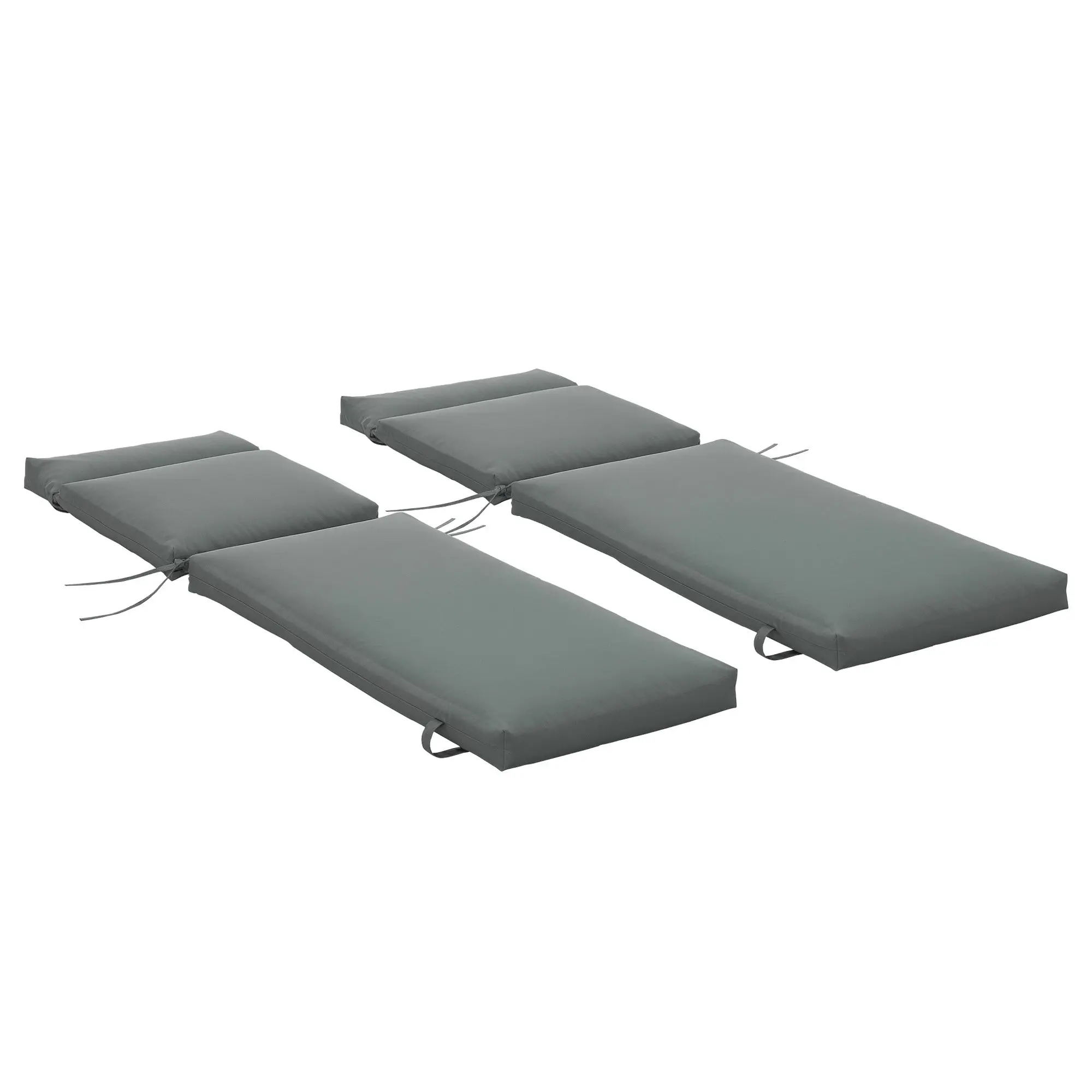 Pack 2 Lounger Cushions 77.17x21.65x3.15 inches Padded Mattress for Garden Chair Terrace Balcony Gray