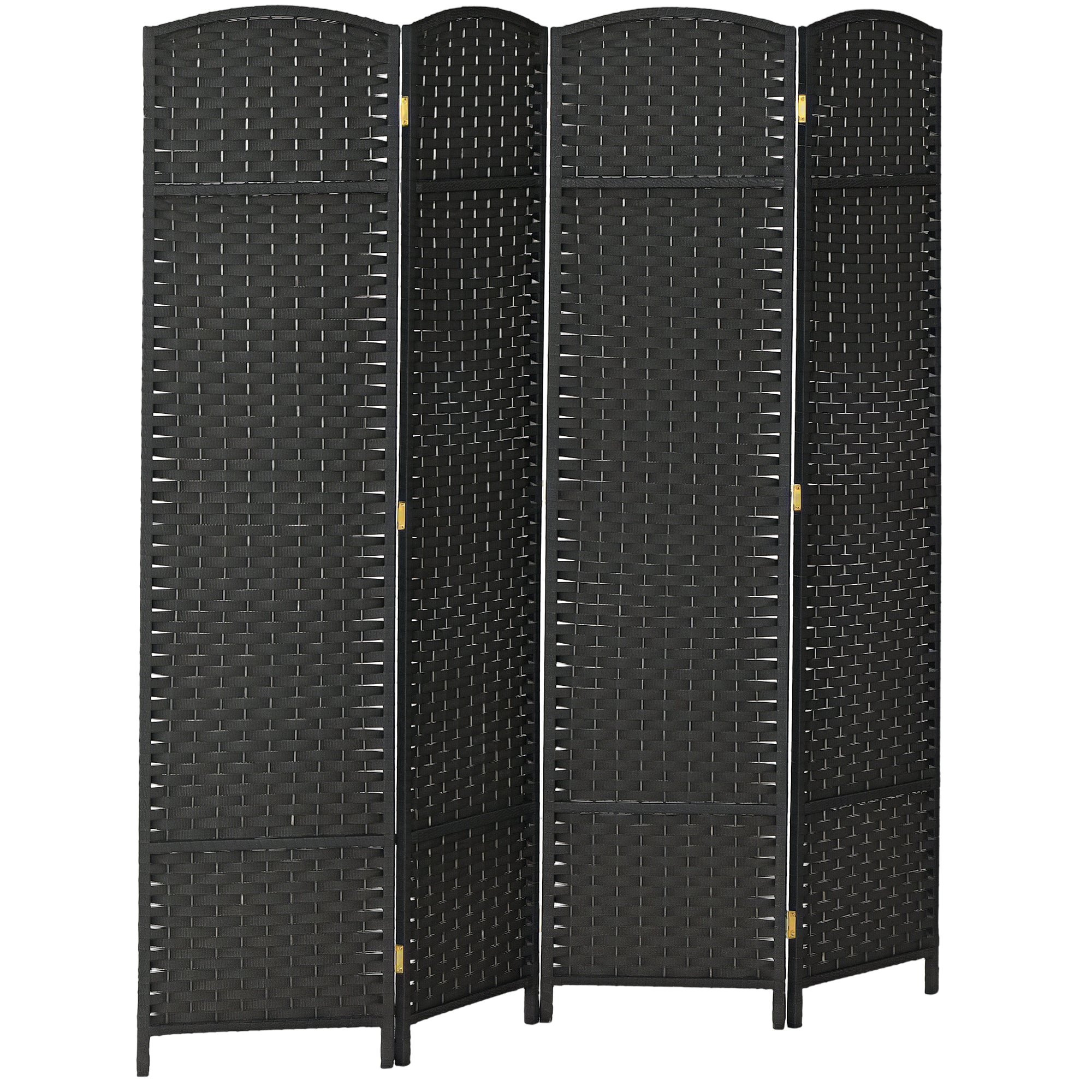 HOMCOM 4-Panelen Room Divider 160x170 cm Vouwbare Room Divider voor Woonkamer Slaapkamer Kantoor Zwart