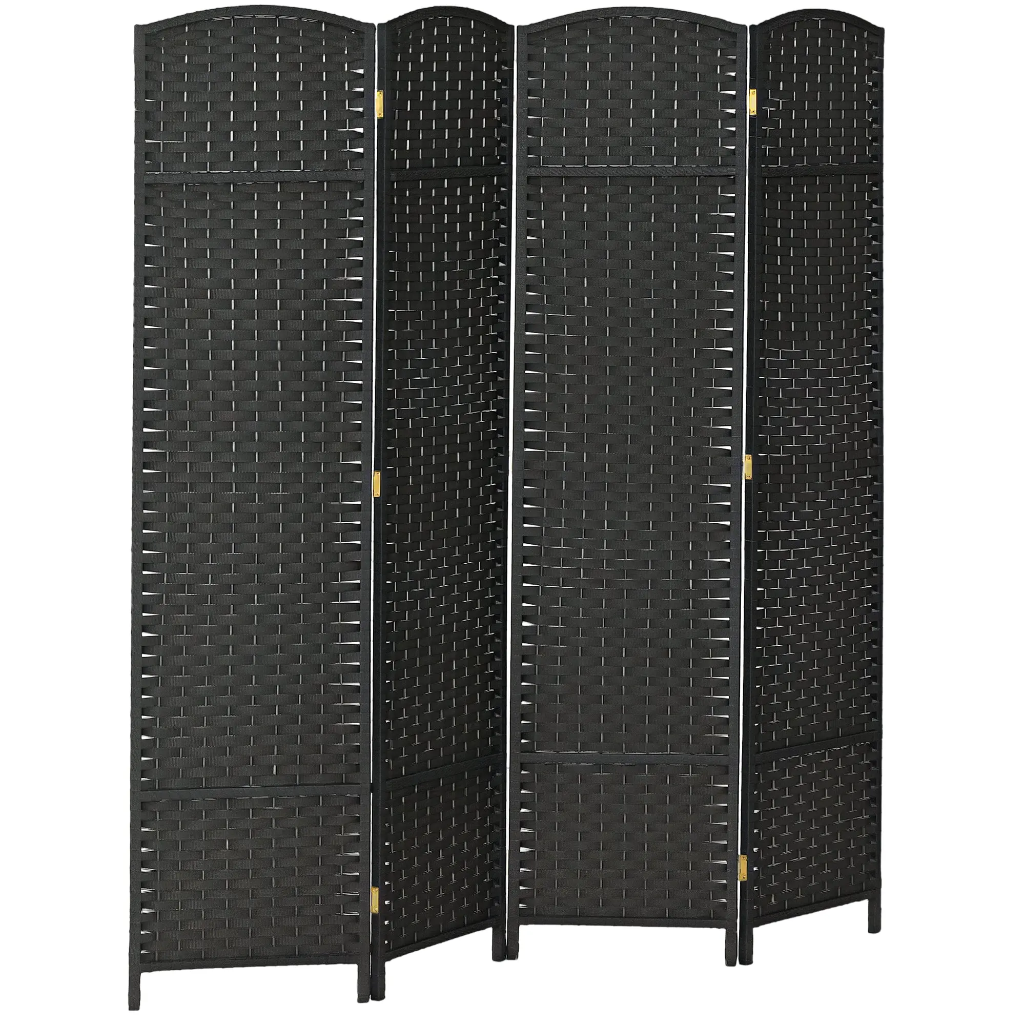 4-Panel Room Divider 160x170 cm Folding Room Divider for Living Room Bedroom Office Black