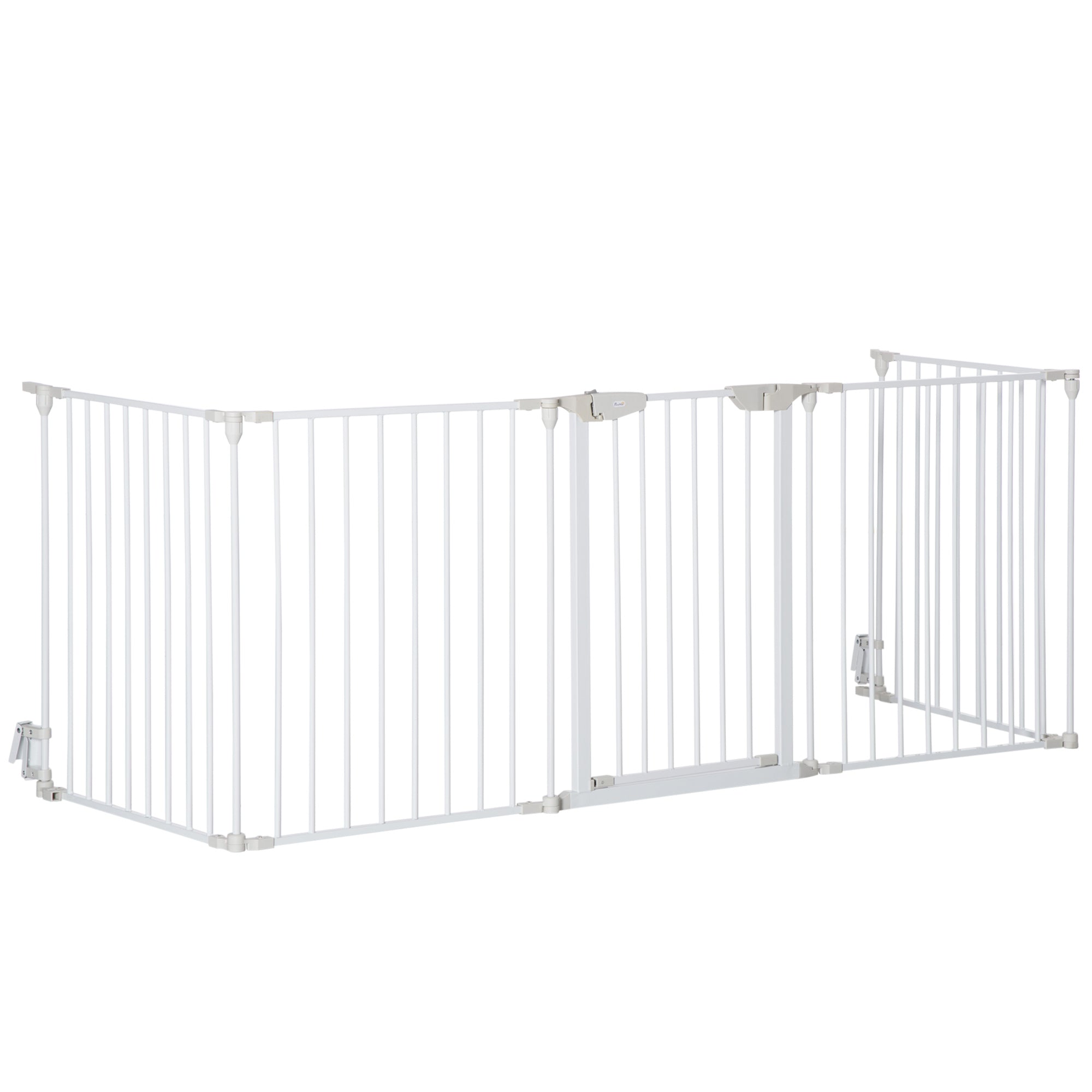Barrière Pliable pour Chiens PawHut 300x74,5 cm Clôture pour Animaux avec Porte de Sécurité à Verrouillage Automatique pour Escaliers et Couloirs