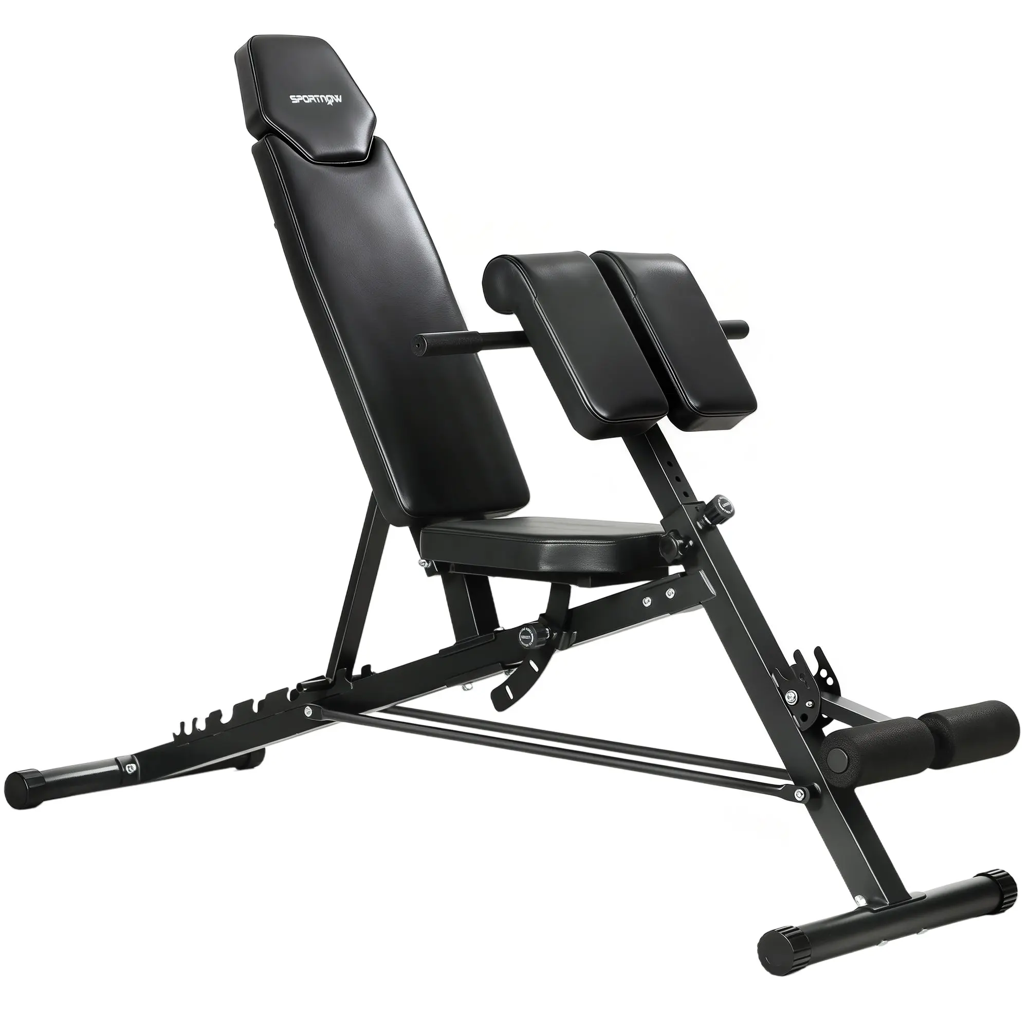 SPORTNOW 4-in-1 Adjustable Dumbbell Bench with Leg Extension & Preacher Curl Pad, 6-Position Backrest, Adjustable Seat & Pads, Multi-Function Incline Bench, 330 lb Capacity — Home Gym Back Trainer