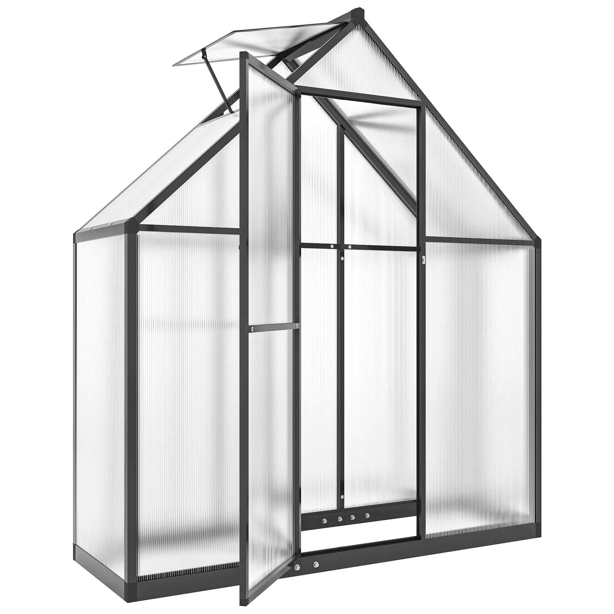 Serre de jardin Outsunny 170 × 58 × 195 cm — Aluminium & polycarbonate, ventilation réglable, porte à charnière, résistante aux intempéries, transparente