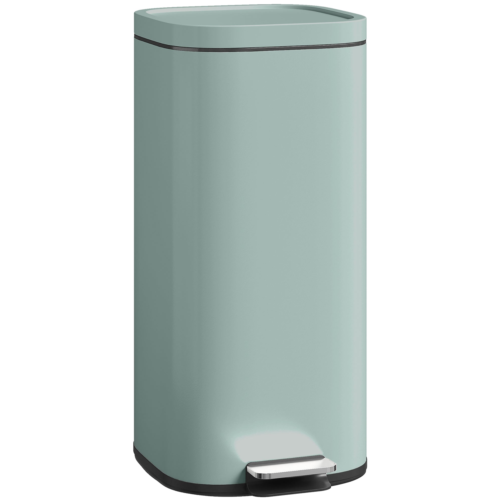 30L Kitchen Step Bin with Soft-Close Lid, Removable Inner Bucket, Fingerprint-Resistant Metal — Green