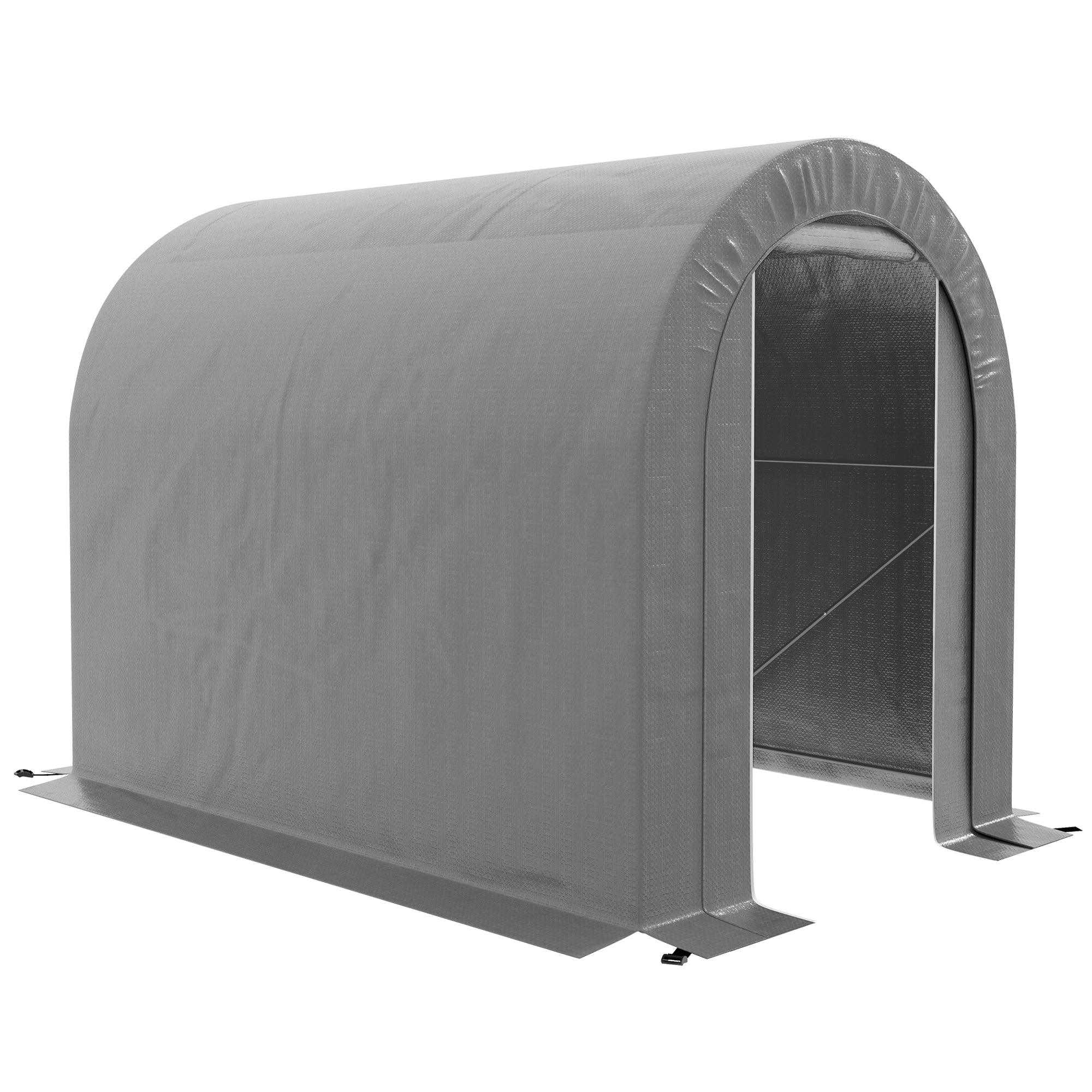 Outdoor Storage Shed Bike Tent Portable Garage with Zipper Door, Waterproof PE Cover & Galvanised Steel Frame 2.4x1.6x1.9m Grey