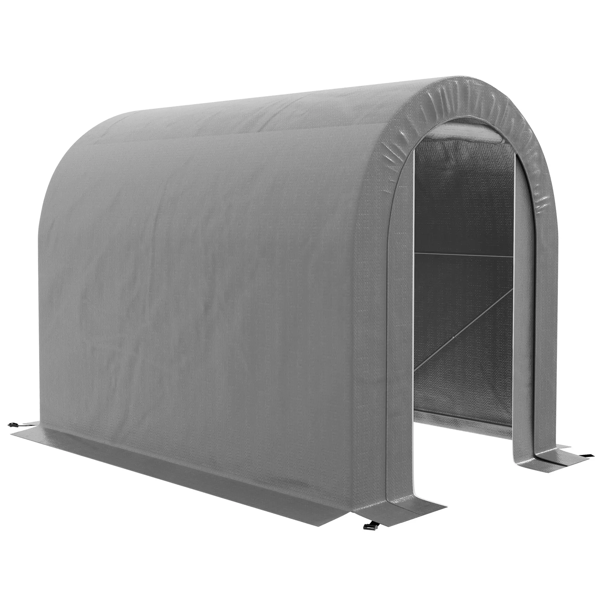 Outdoor Storage Shed Bike Tent Portable Garage with Zipper Door, Waterproof PE Cover & Galvanised Steel Frame 2.4x1.6x1.9m Grey