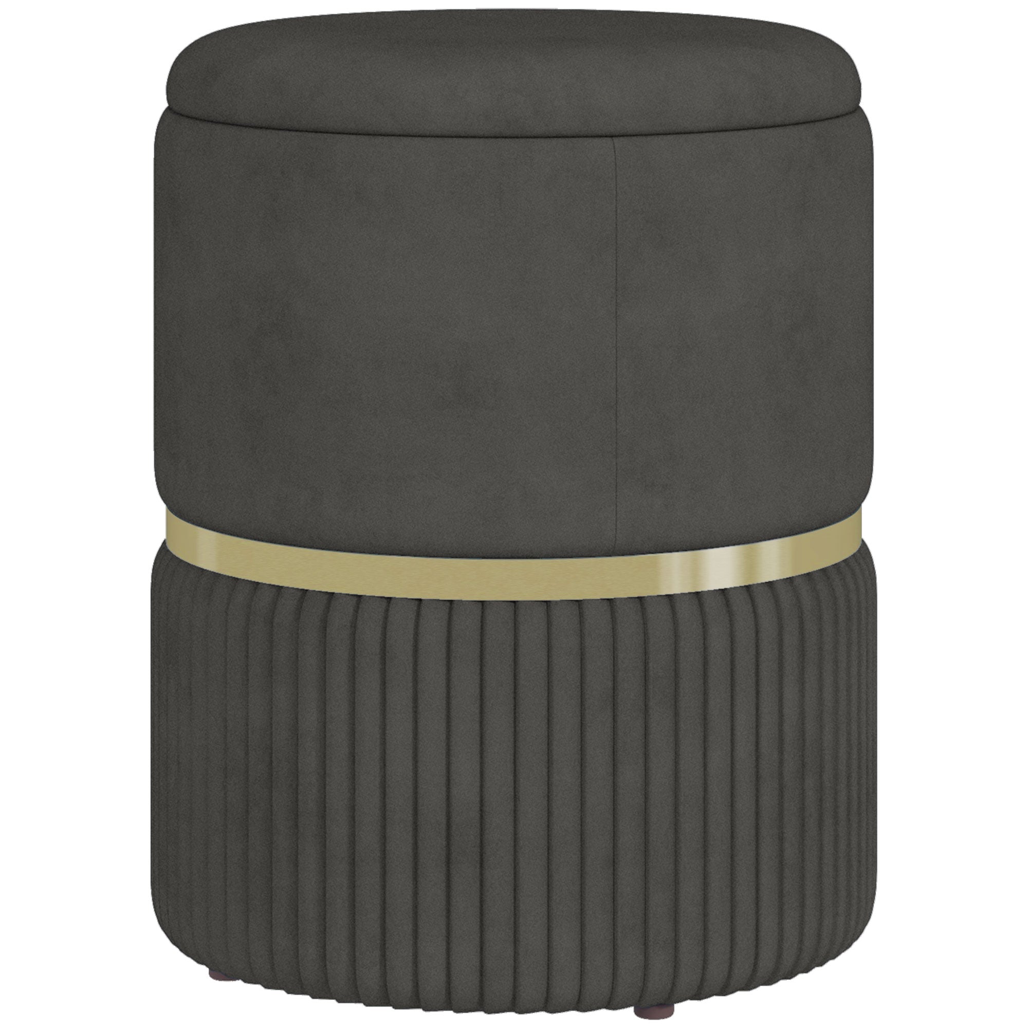 Pouf ottoman footstool, storage chest, corduroy velvet, modern design, 36 x 36 x 44 cm, for living room, bedroom, gray